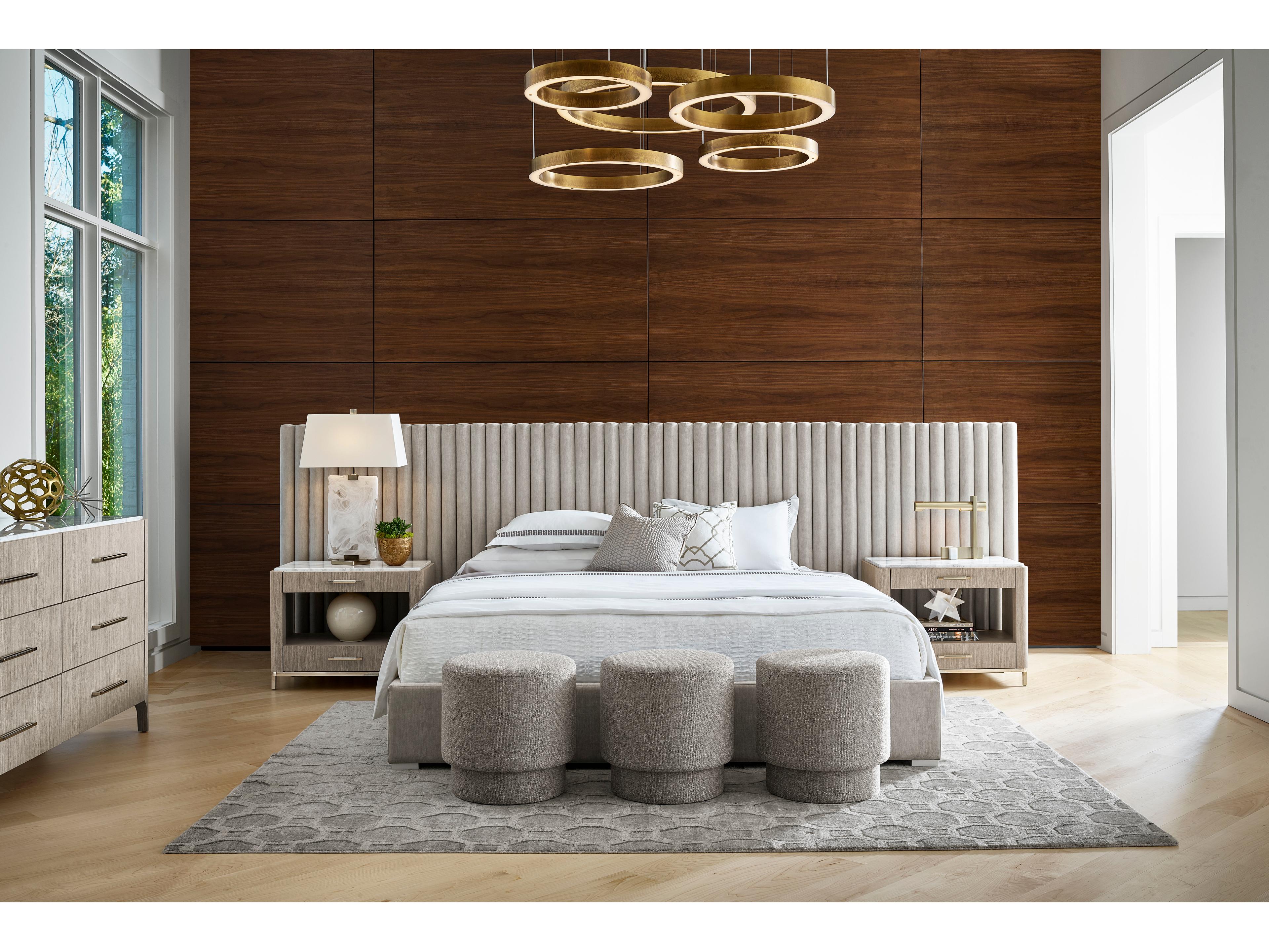 Universal Furniture Modern Decker Wall Crypton Sorrell Glacier Gray Upholstered King Platform Bed