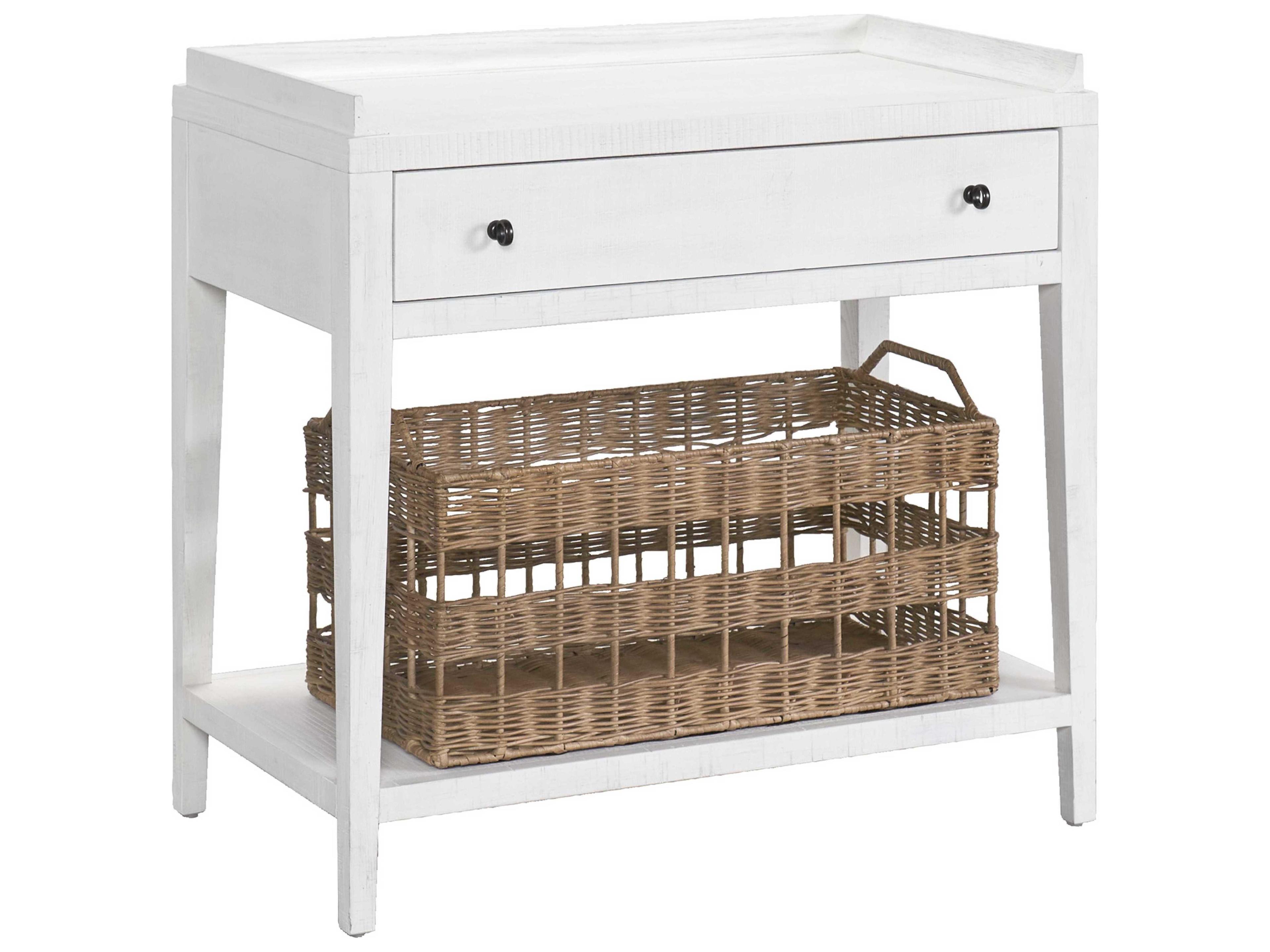 Modern Farmhouse Leg 1-Drawer White Oak Wood Nightstand