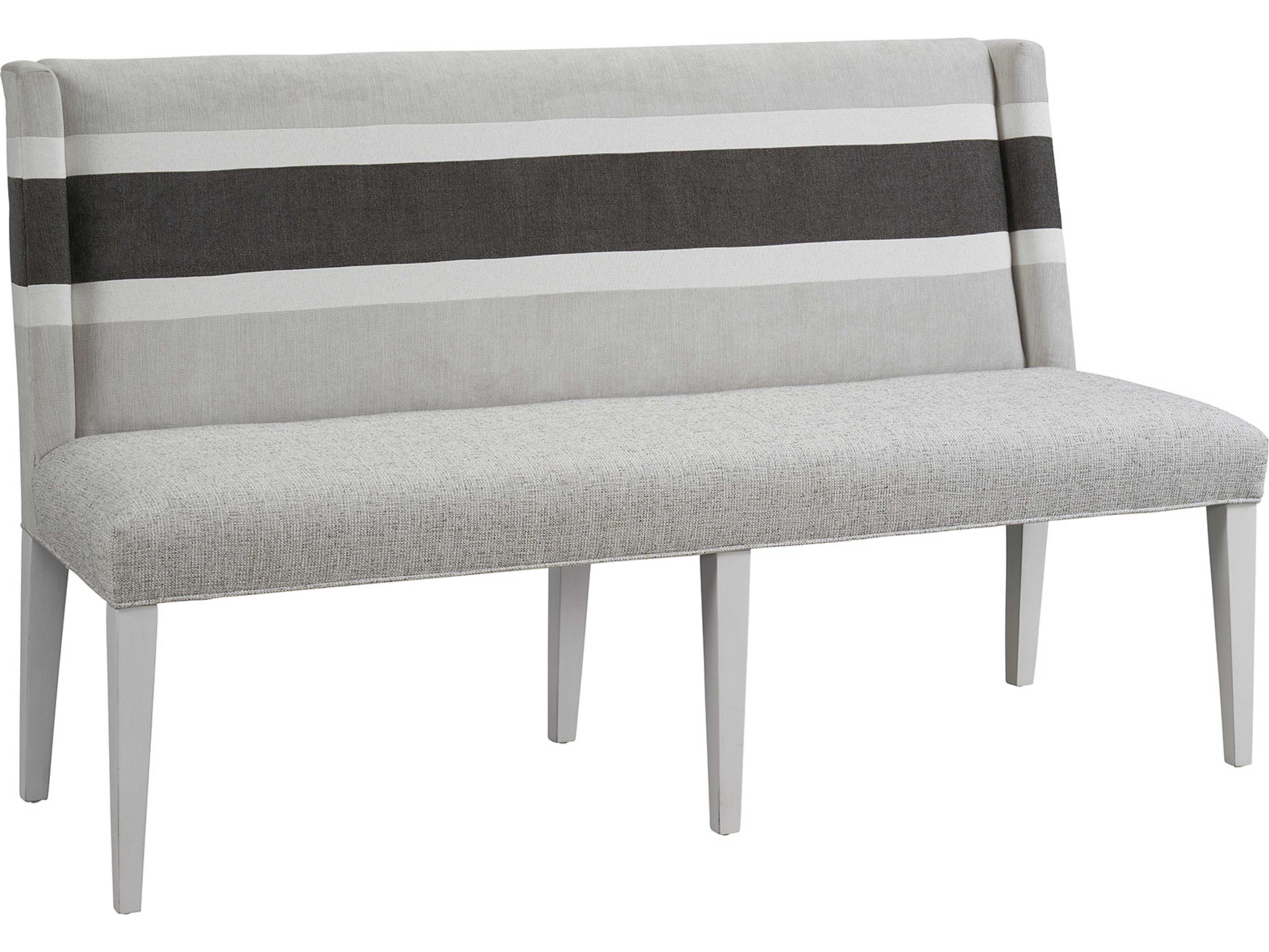 Modern Farmhouse Coconut Metal Picket Fence Gray Upholstered Accent Bench
