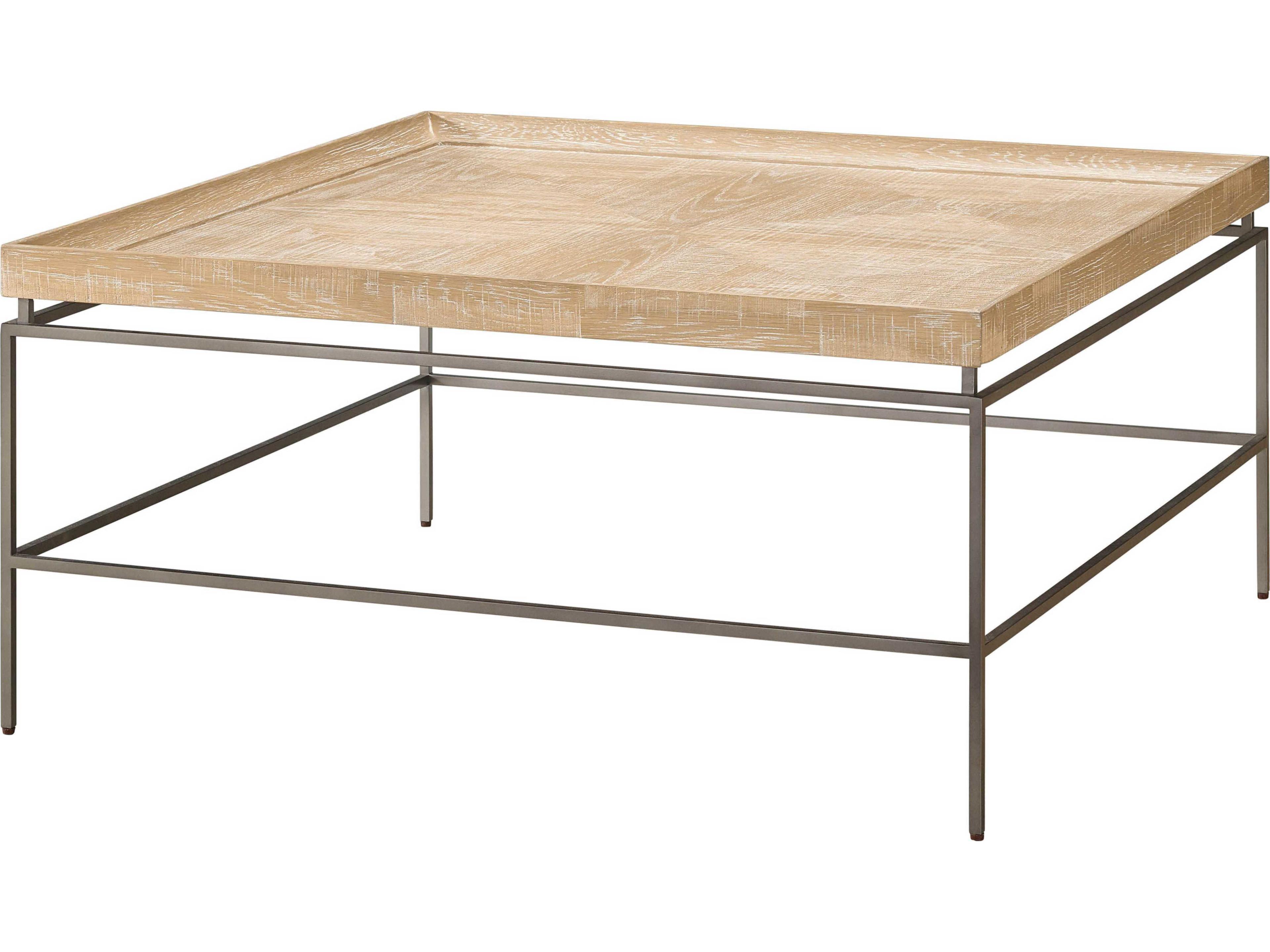 Modern Farmhouse Galen Square Wood Rustic Natural Oak Cocktail Table