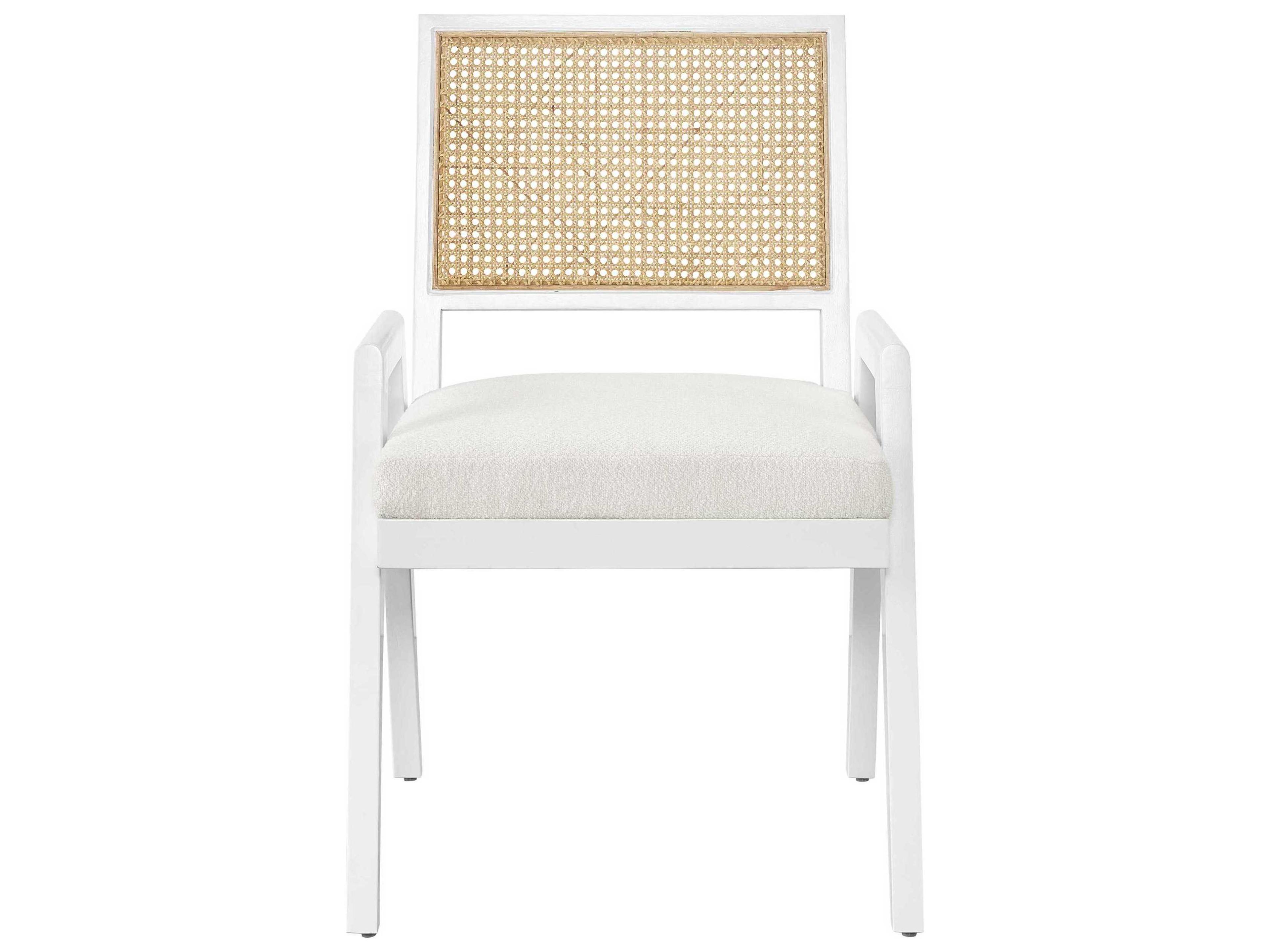 Nomad Sonora Solid Wood White Upholstered Arm Dining Chair