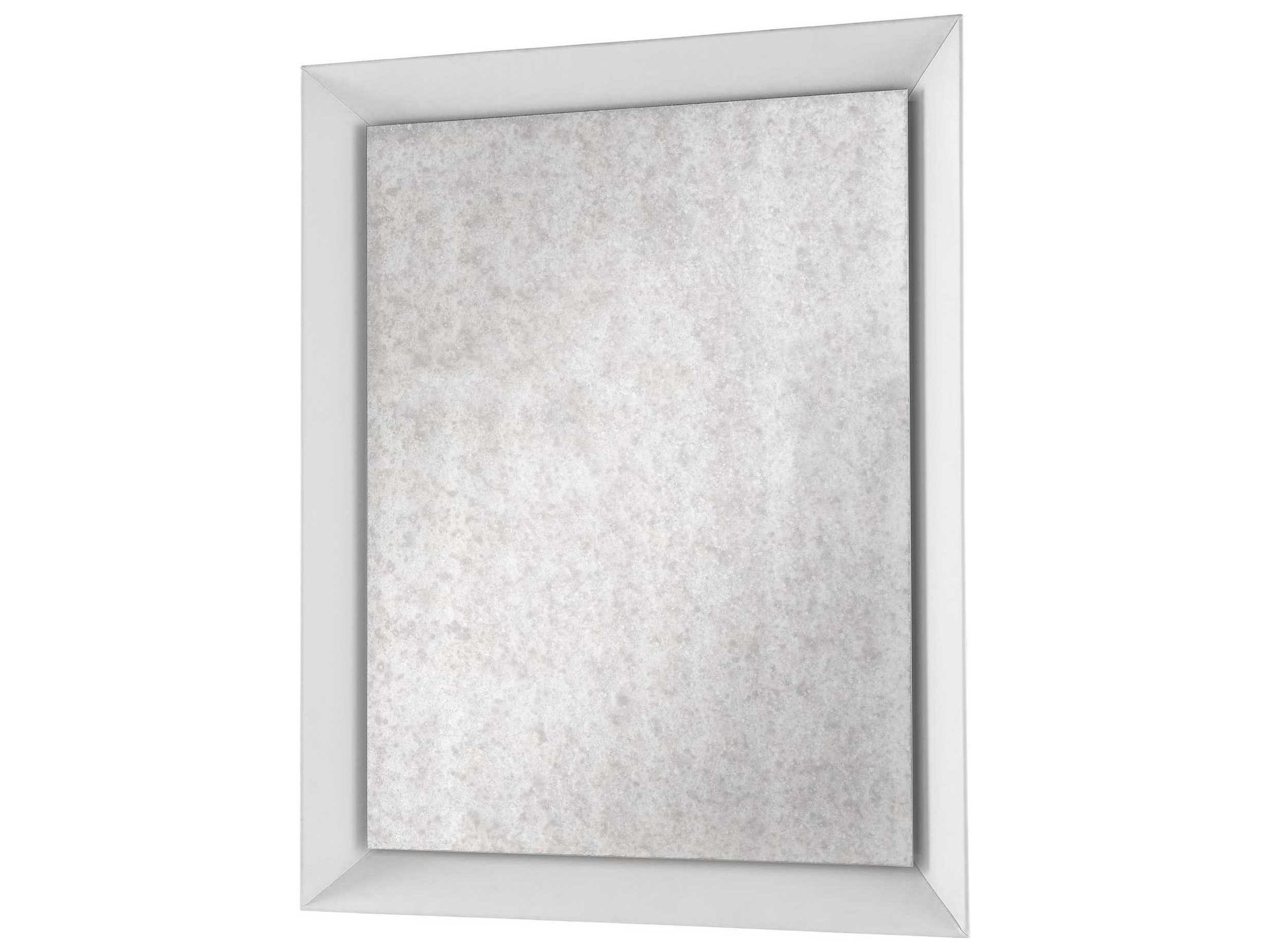 Erinn V. Universal Ivory Faux Leather Antique Mirror Rectangular