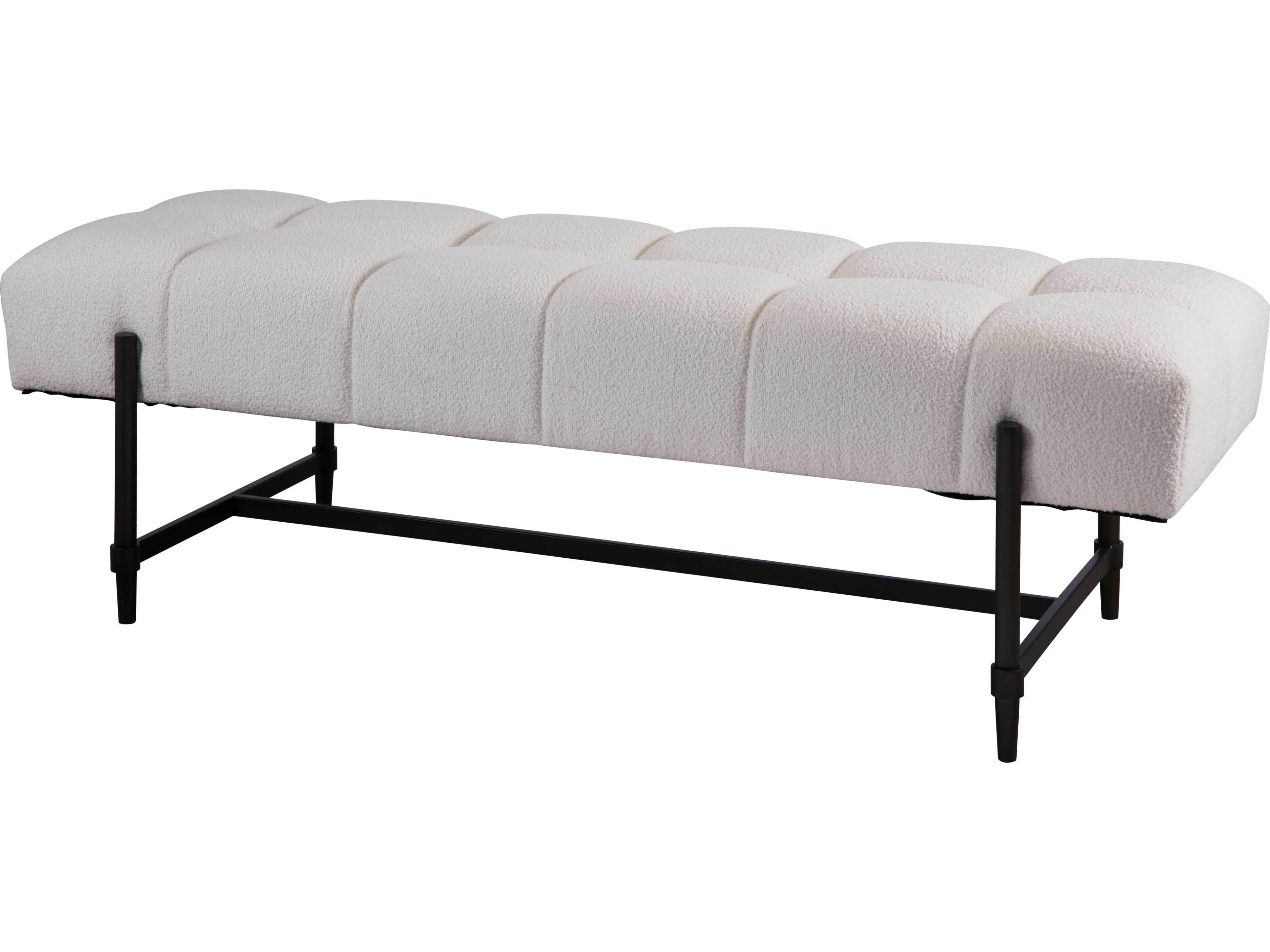 Coalesce Canberra Ivory Soft Matte Black White Upholstered Accent Bench
