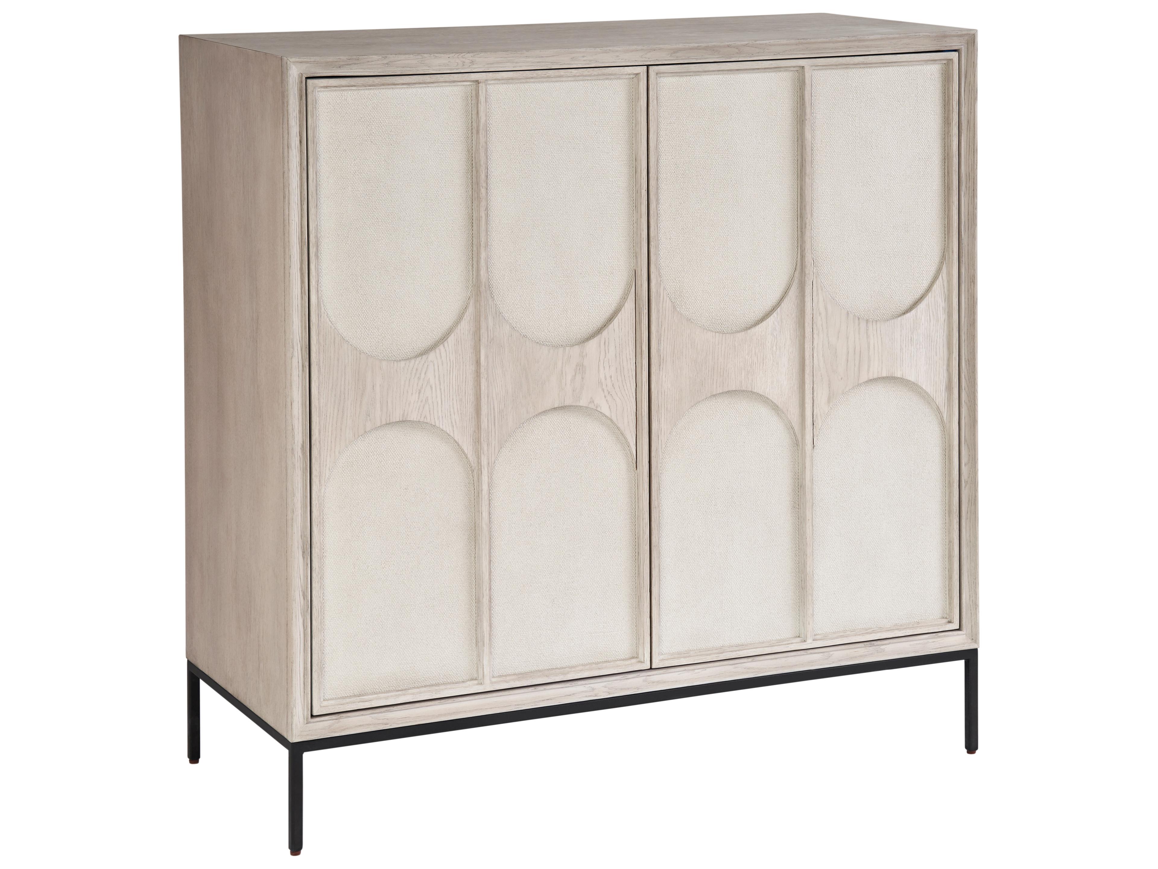 Coalesce Beige Rolling Fog Flat Linen Door Fronts Wine Bar Cabinet