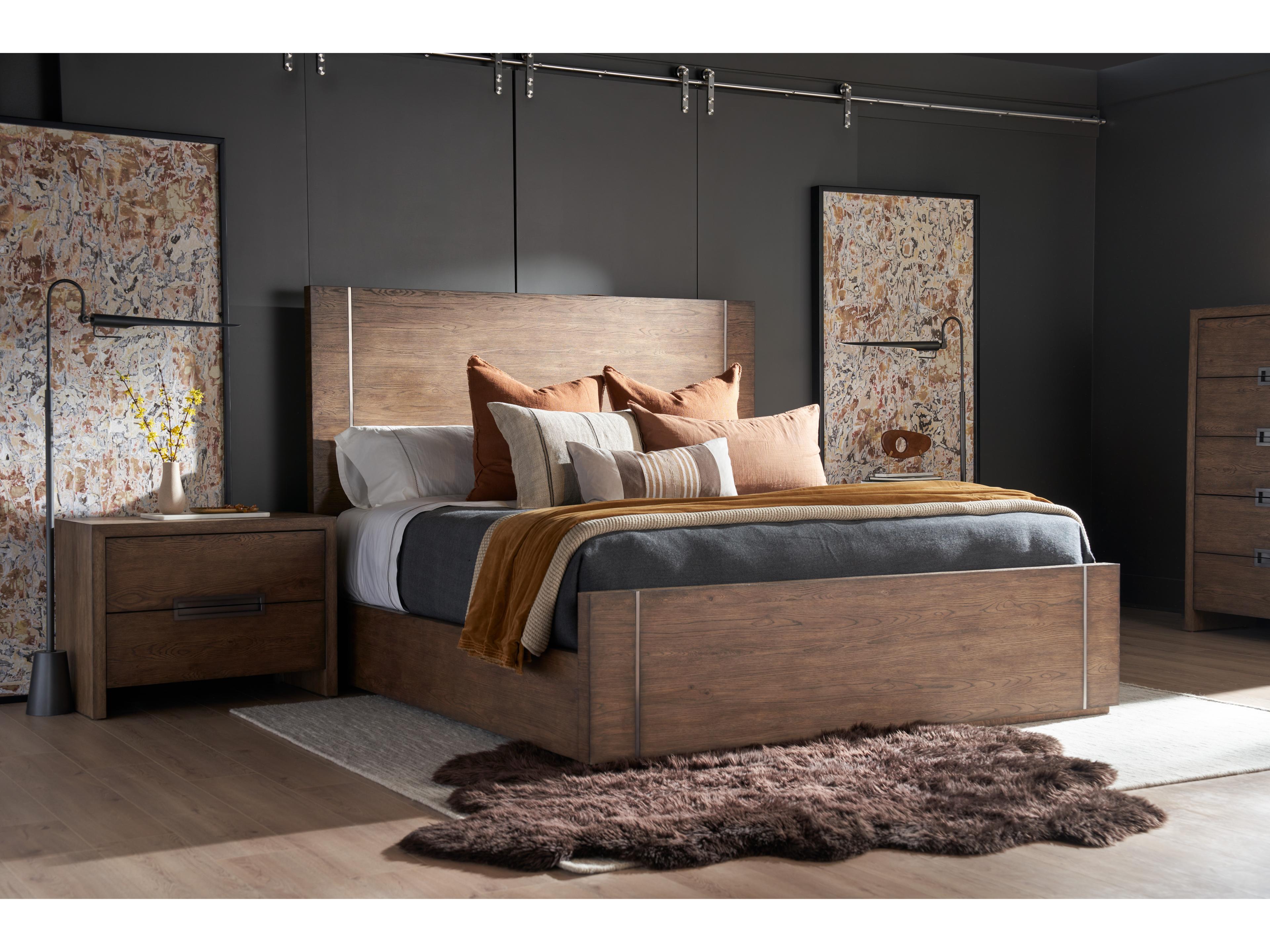 Universal Furniture Modern Medium Brown Oak Koda Bed Queen
