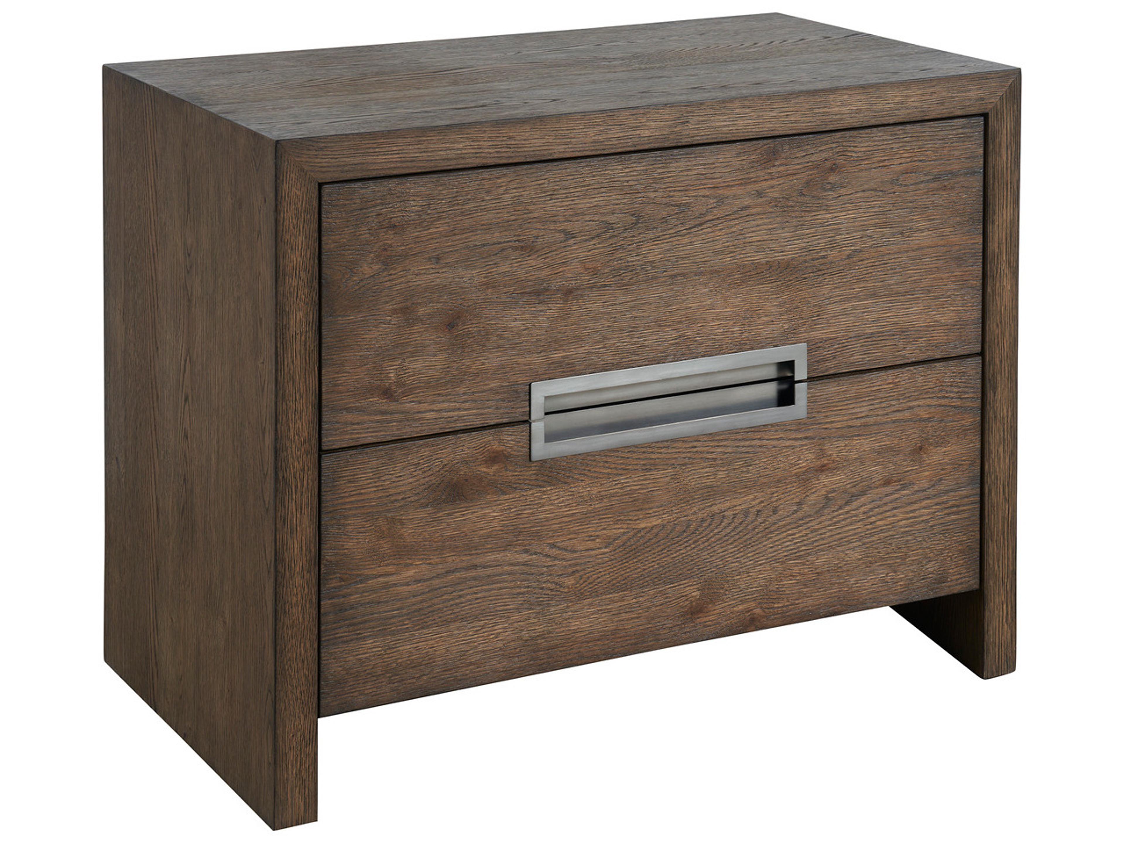 Modern Medium Brown Oak Atlas Drawer Nightstand