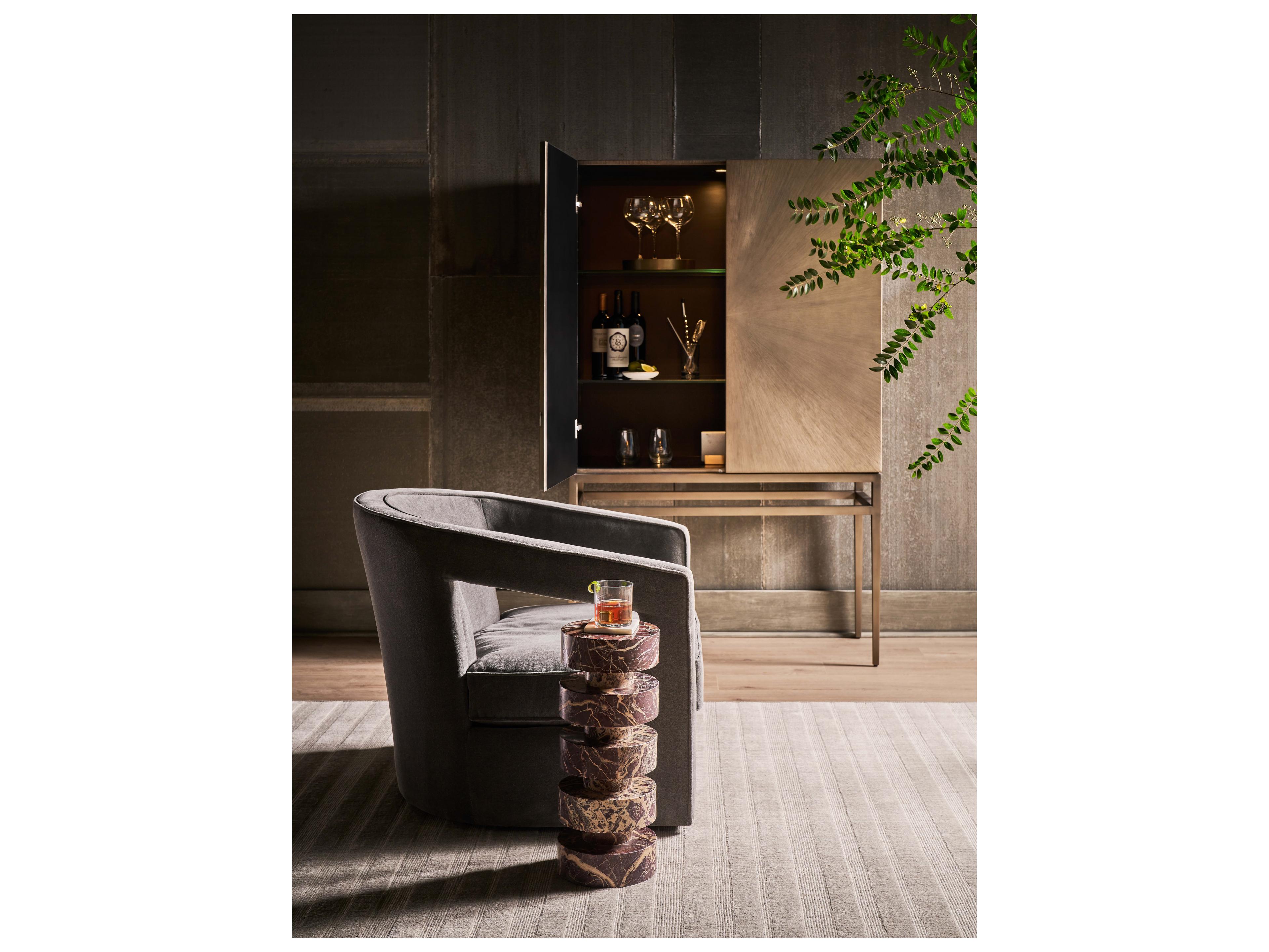 Universal Furniture Modern Cherry Gold Marble 8" Cerise Spot Table