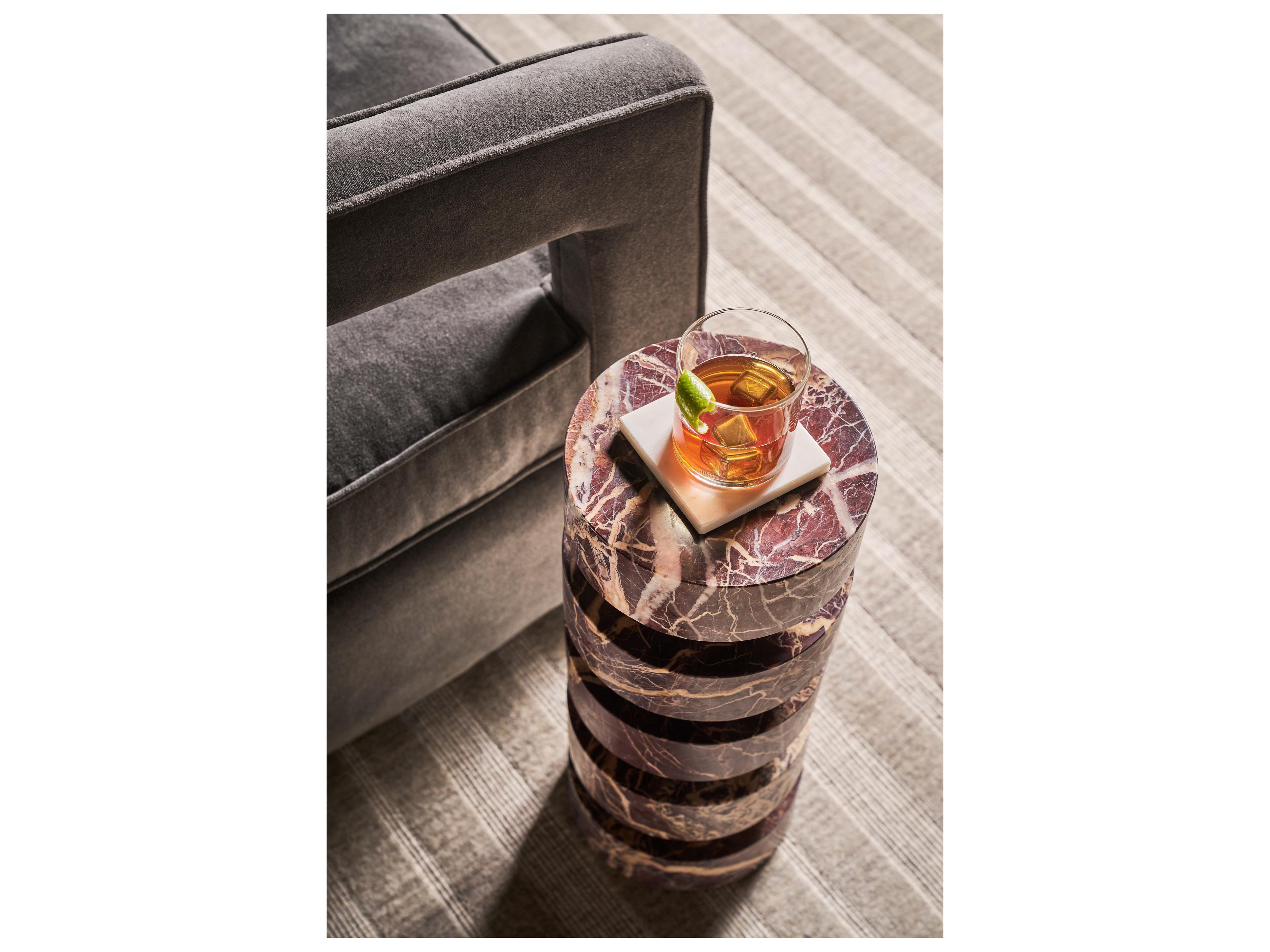 Universal Furniture Modern Cherry Gold Marble 8" Cerise Spot Table