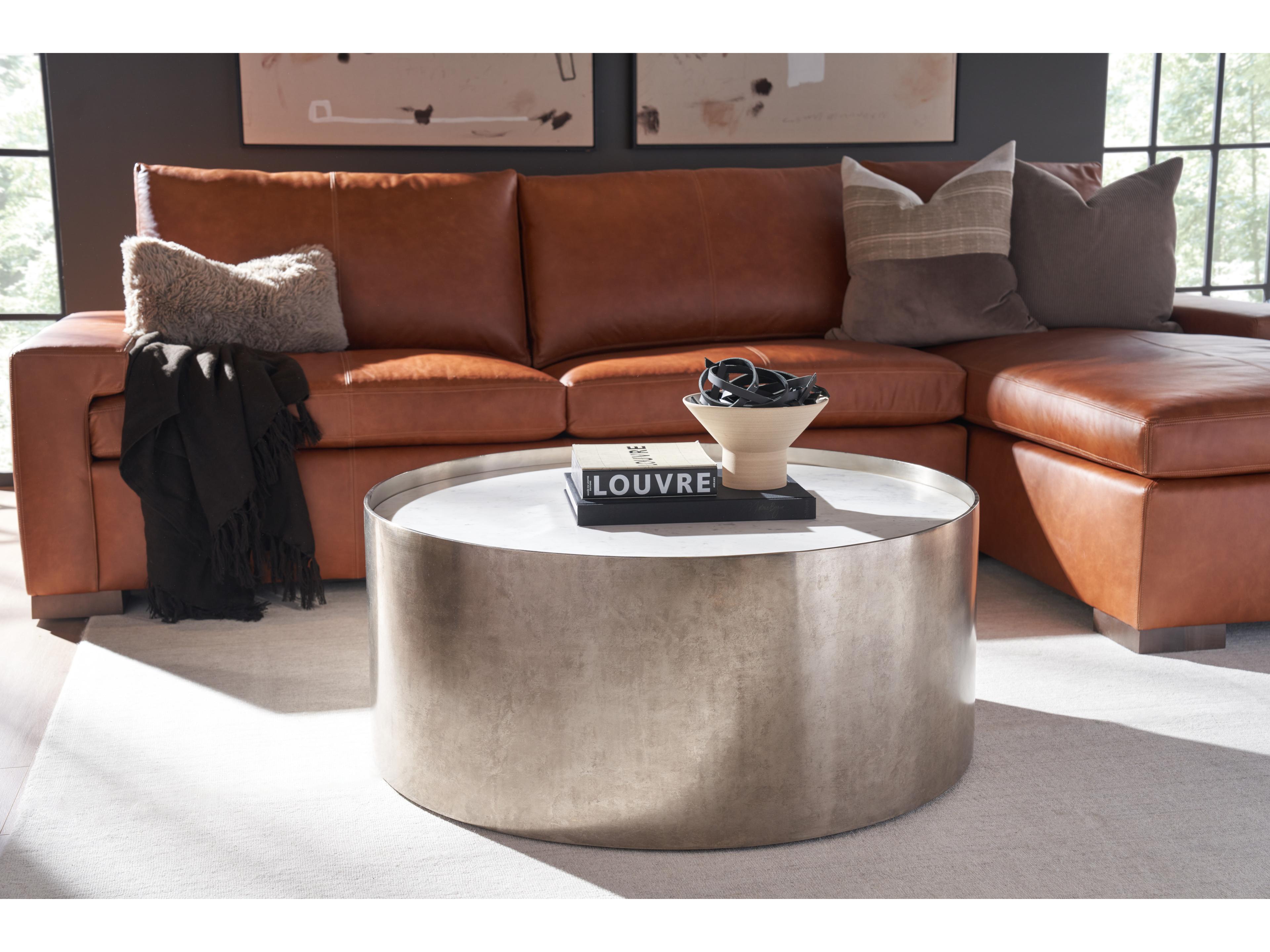 Universal Furniture Modern White Banswara/Antique Nickel 38" Aspen Cocktail Table