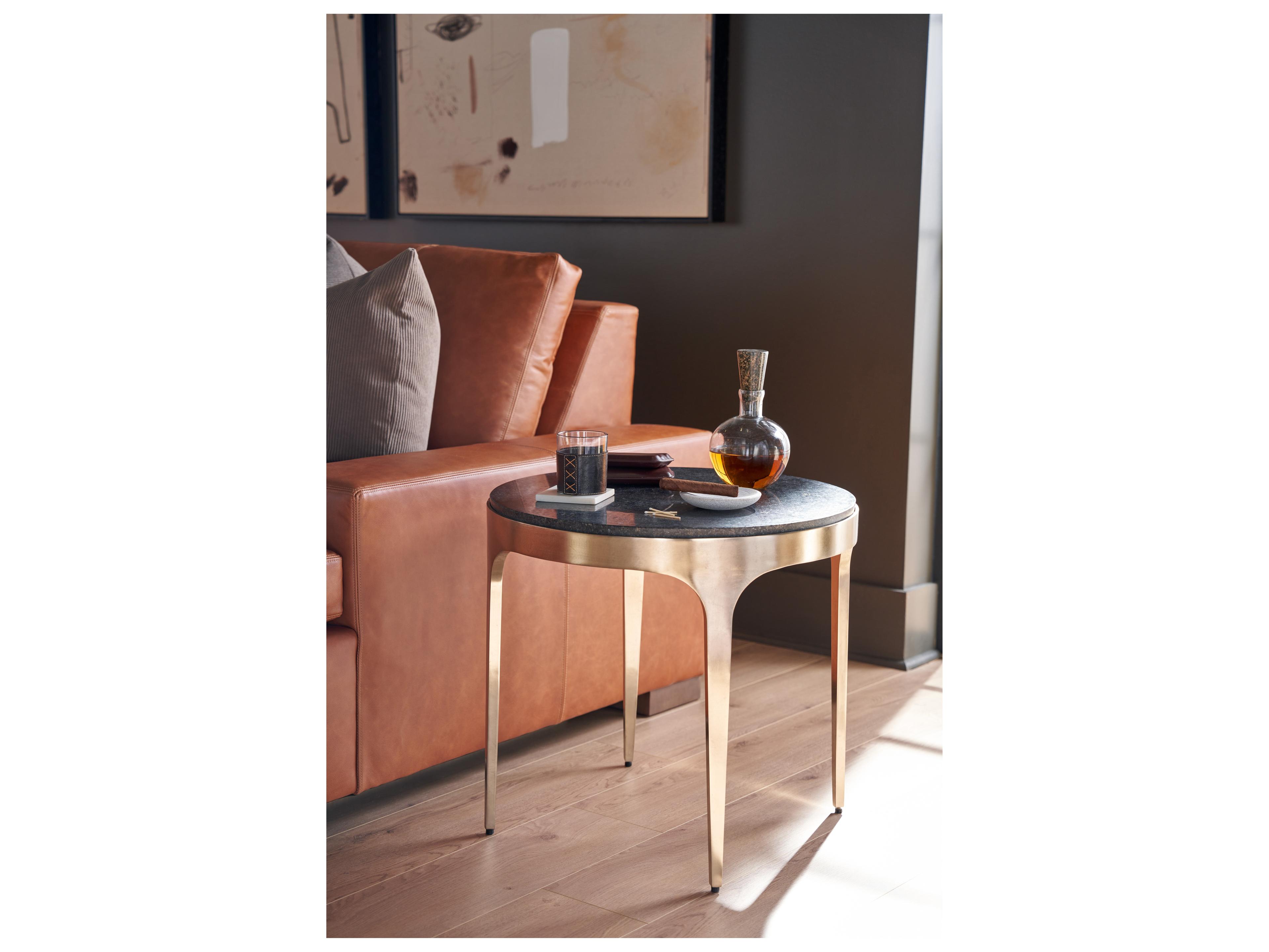 Universal Furniture Modern Black Granite/Antique Champagne Scarlett End Table