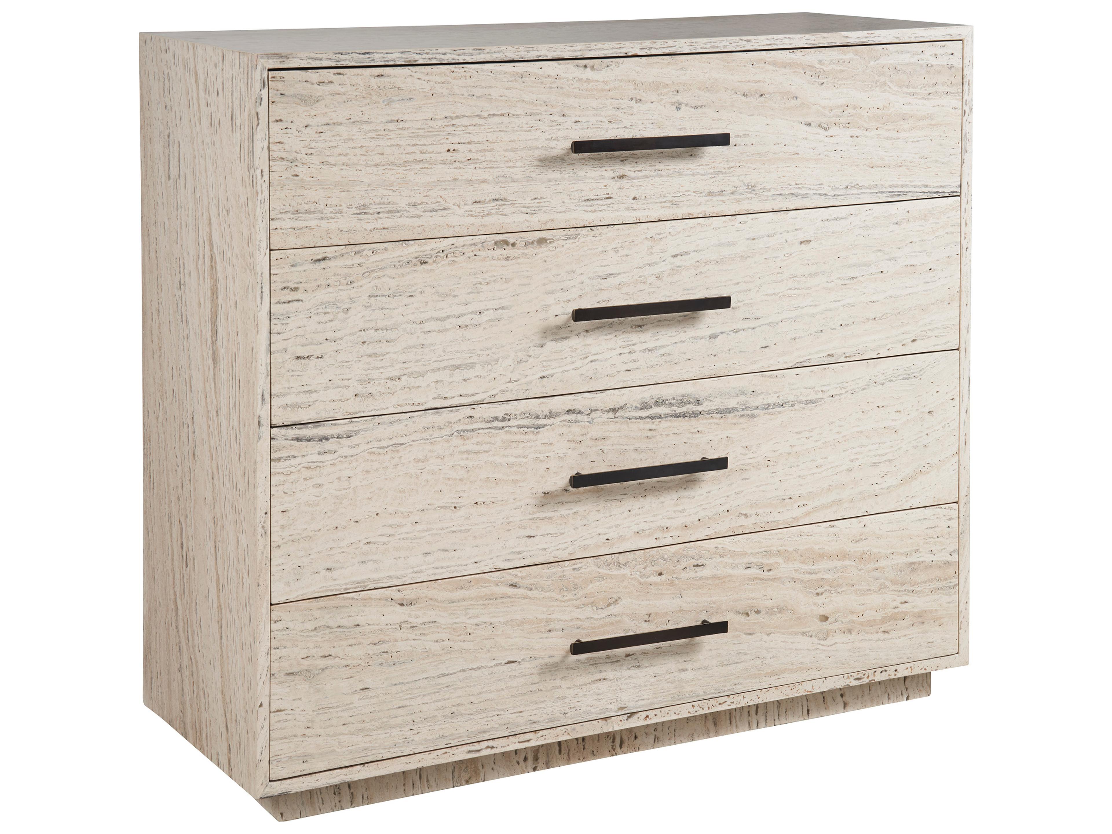 Modern White Travertine Dove Drawer Chest