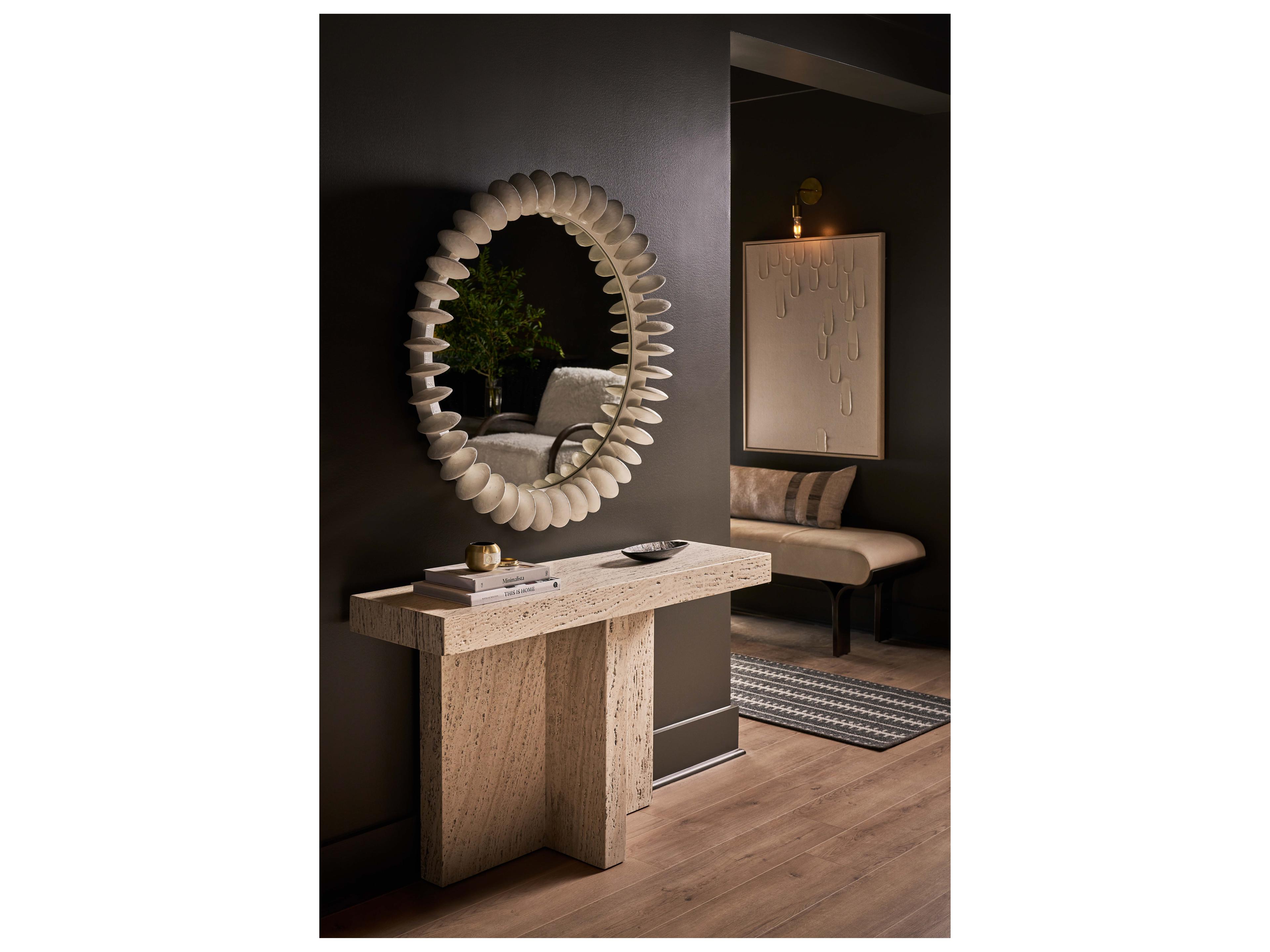 Universal Furniture Modern White Travertine Daxton Console Table