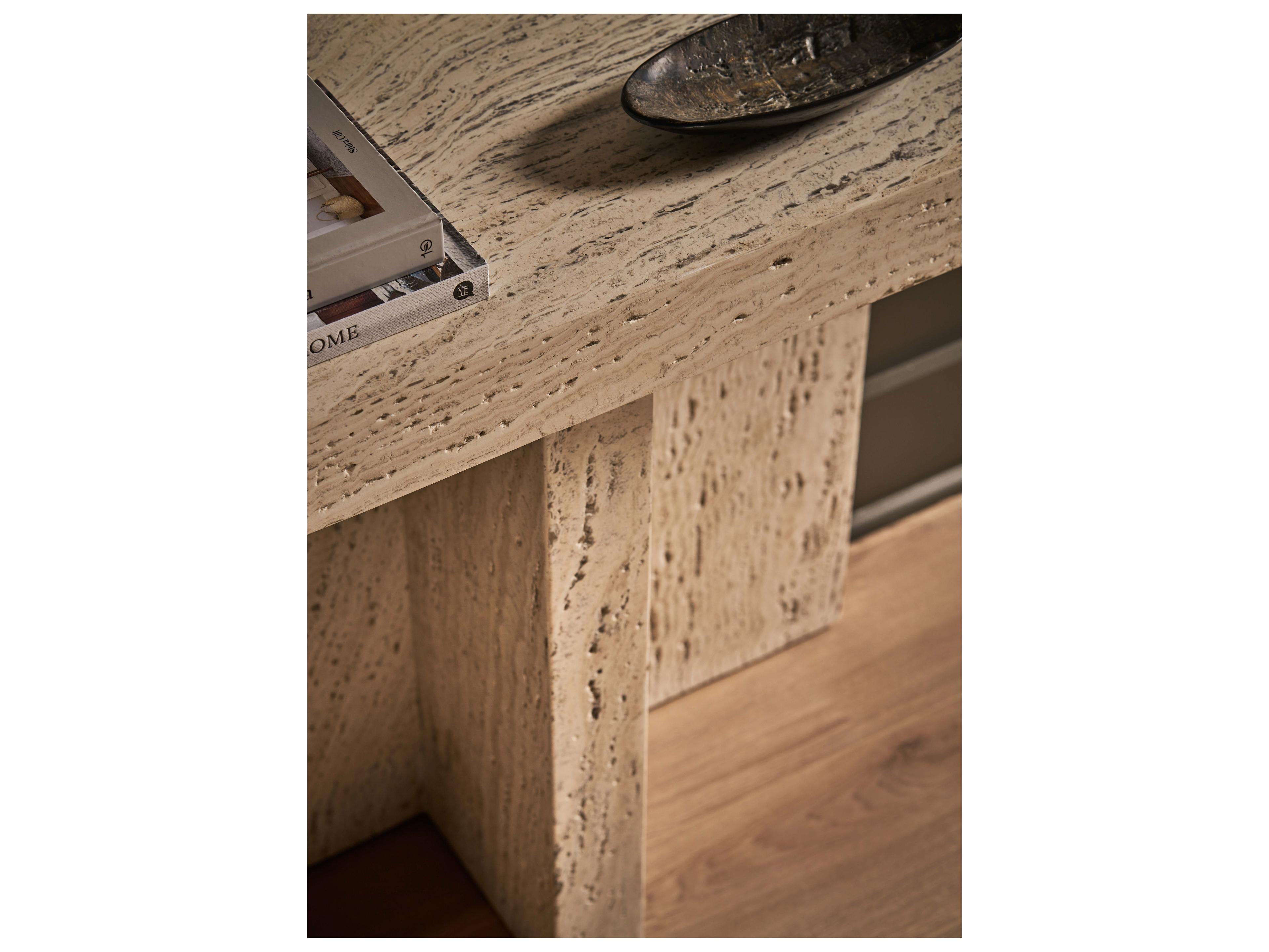 Universal Furniture Modern White Travertine Daxton Console Table