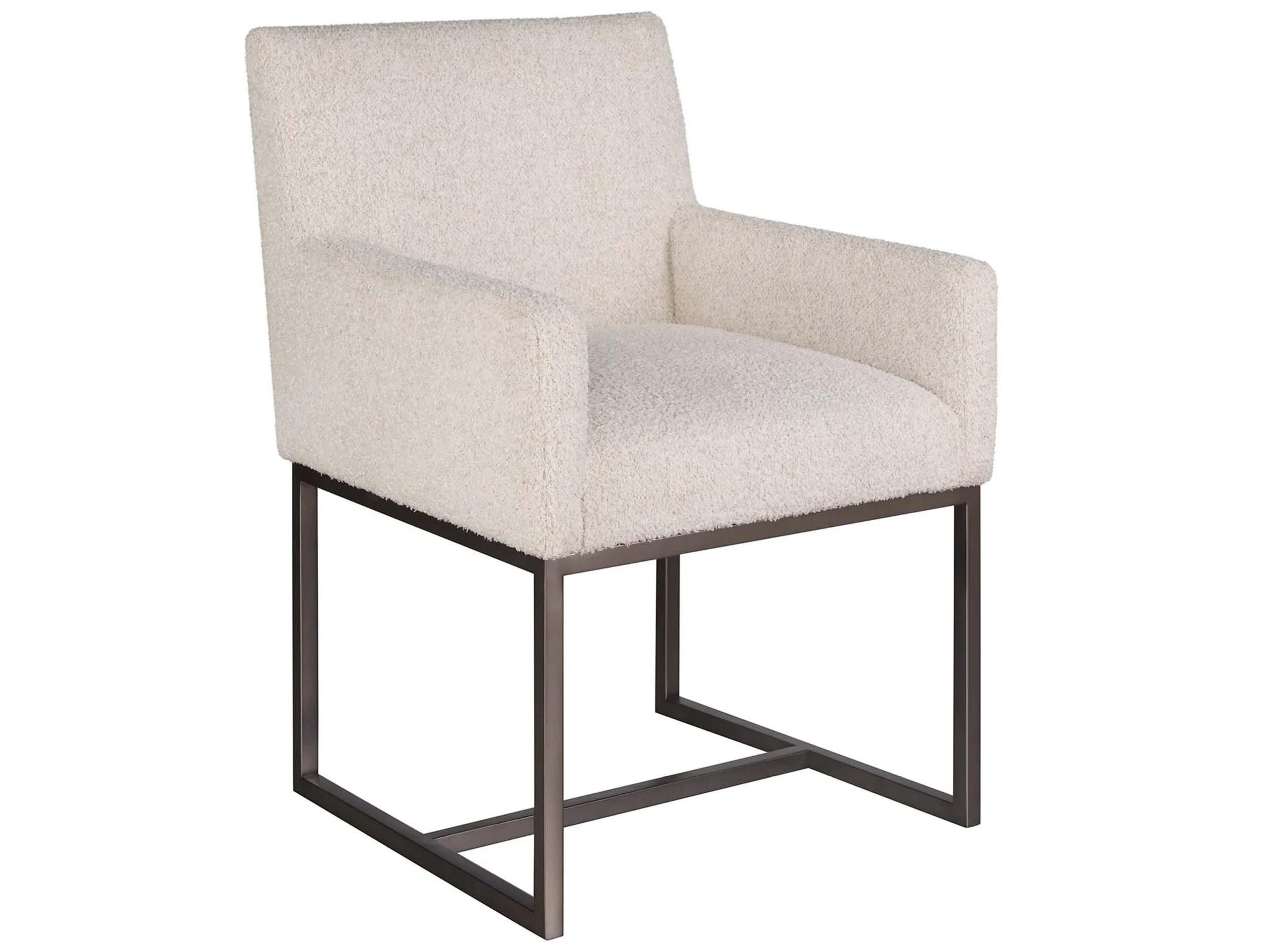 Arivin White Upholstered Arm Dining Chair