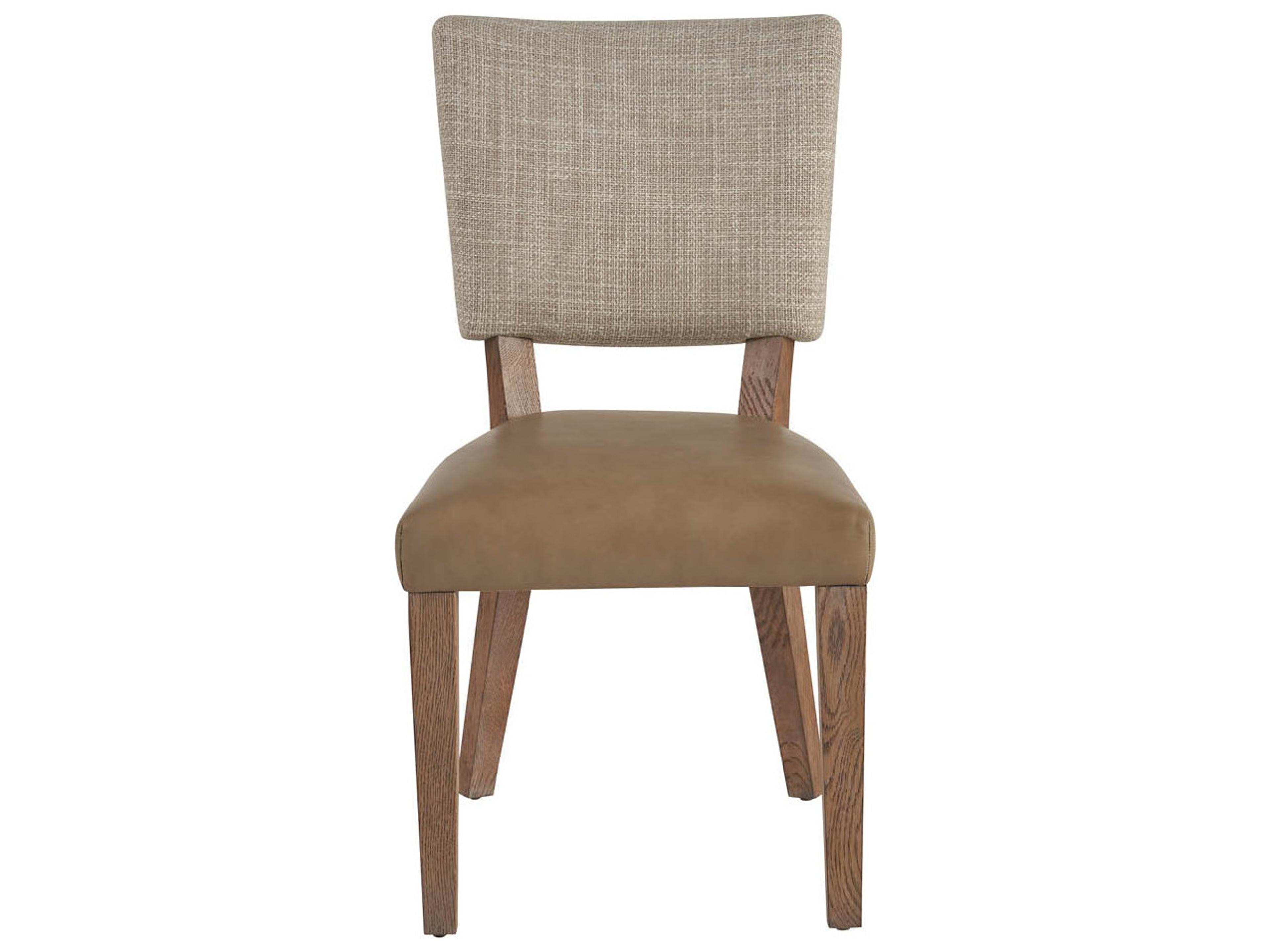 Universal Furniture Griffith Park Oak Wood Brown Leather Armless Dining Chair
