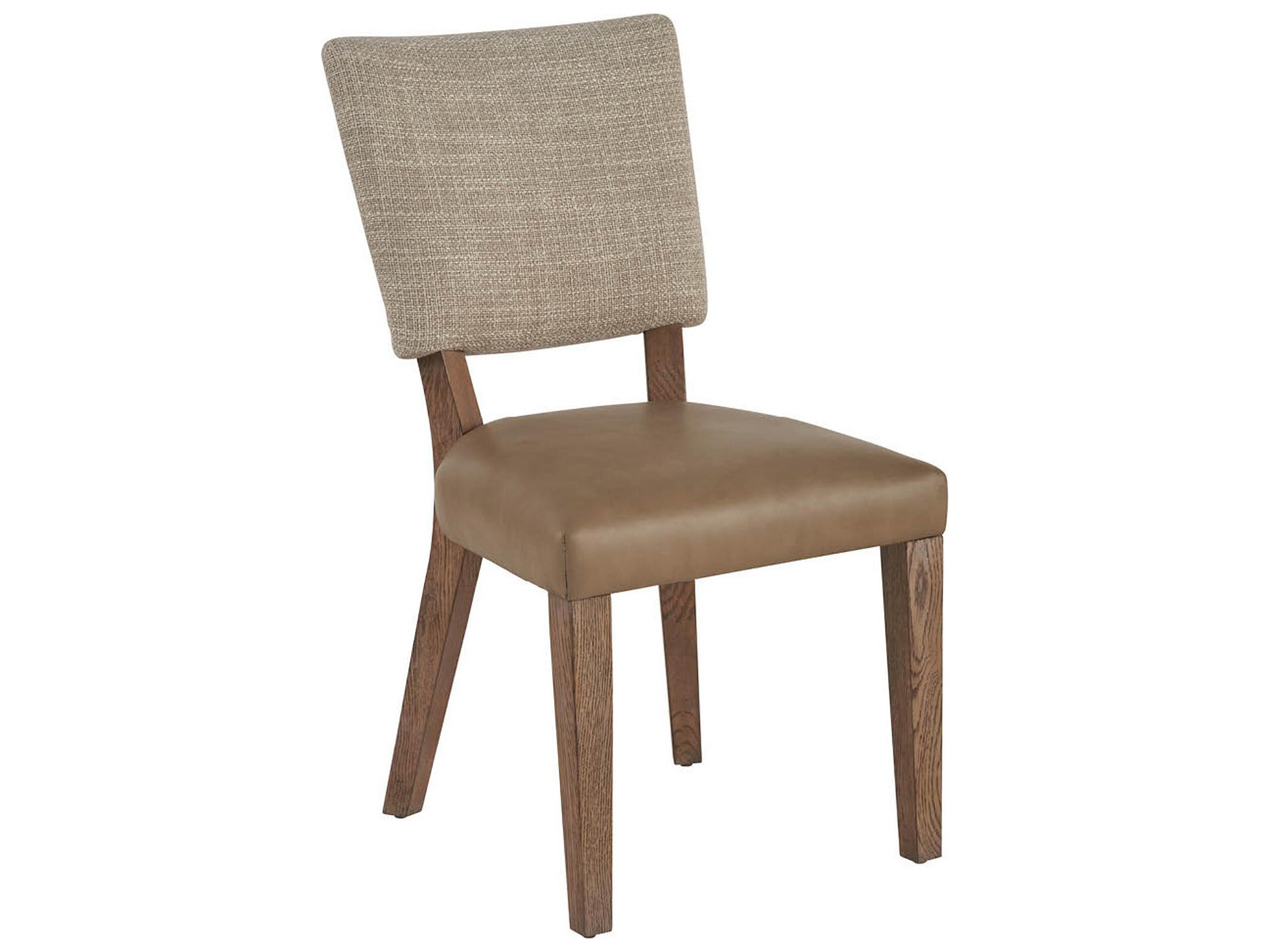 Griffith Park Oak Wood Brown Leather Armless Dining Chair