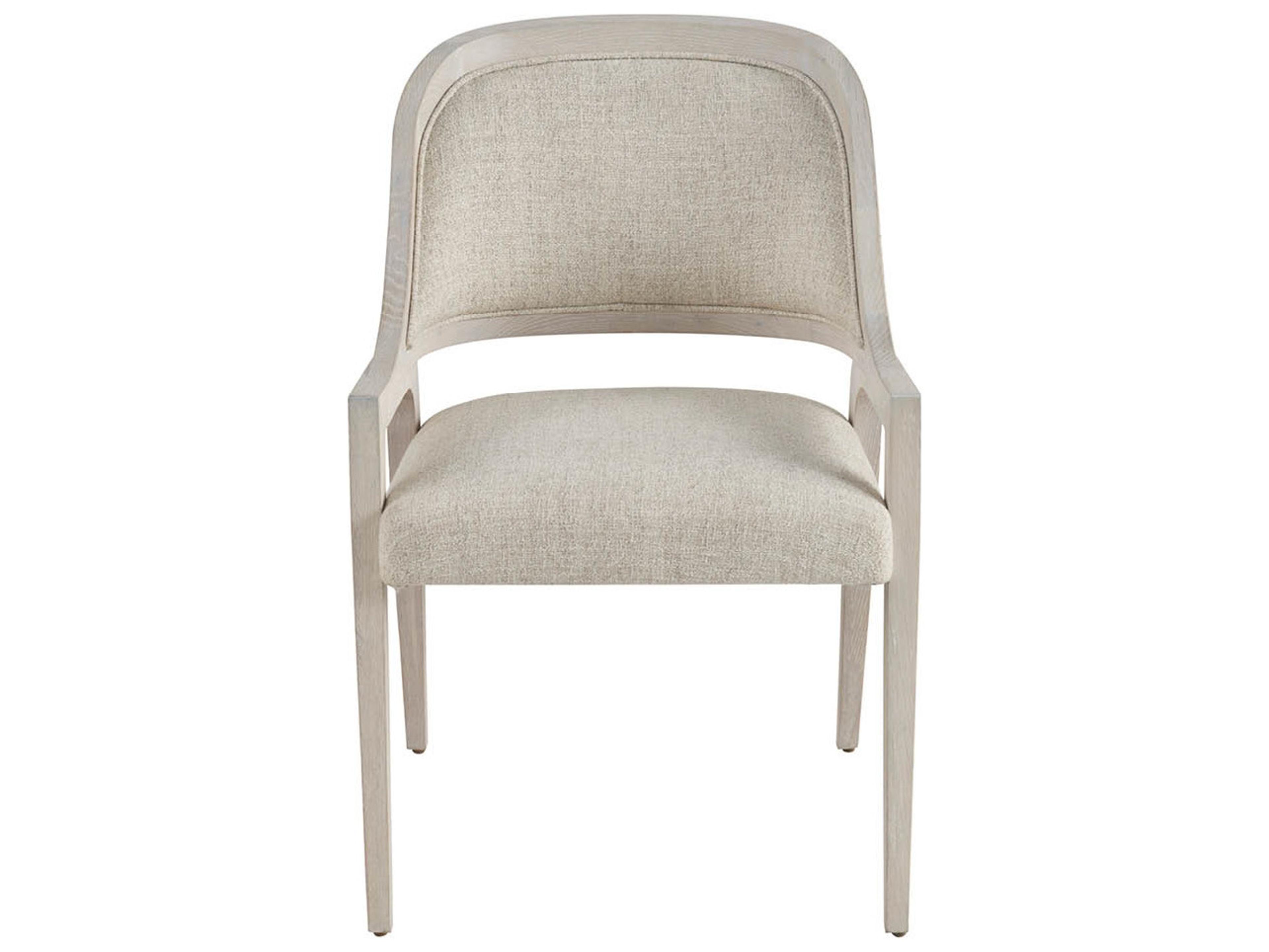 Universal Furniture Avaline Oak Wood White Upholstered Arm Dining Chair