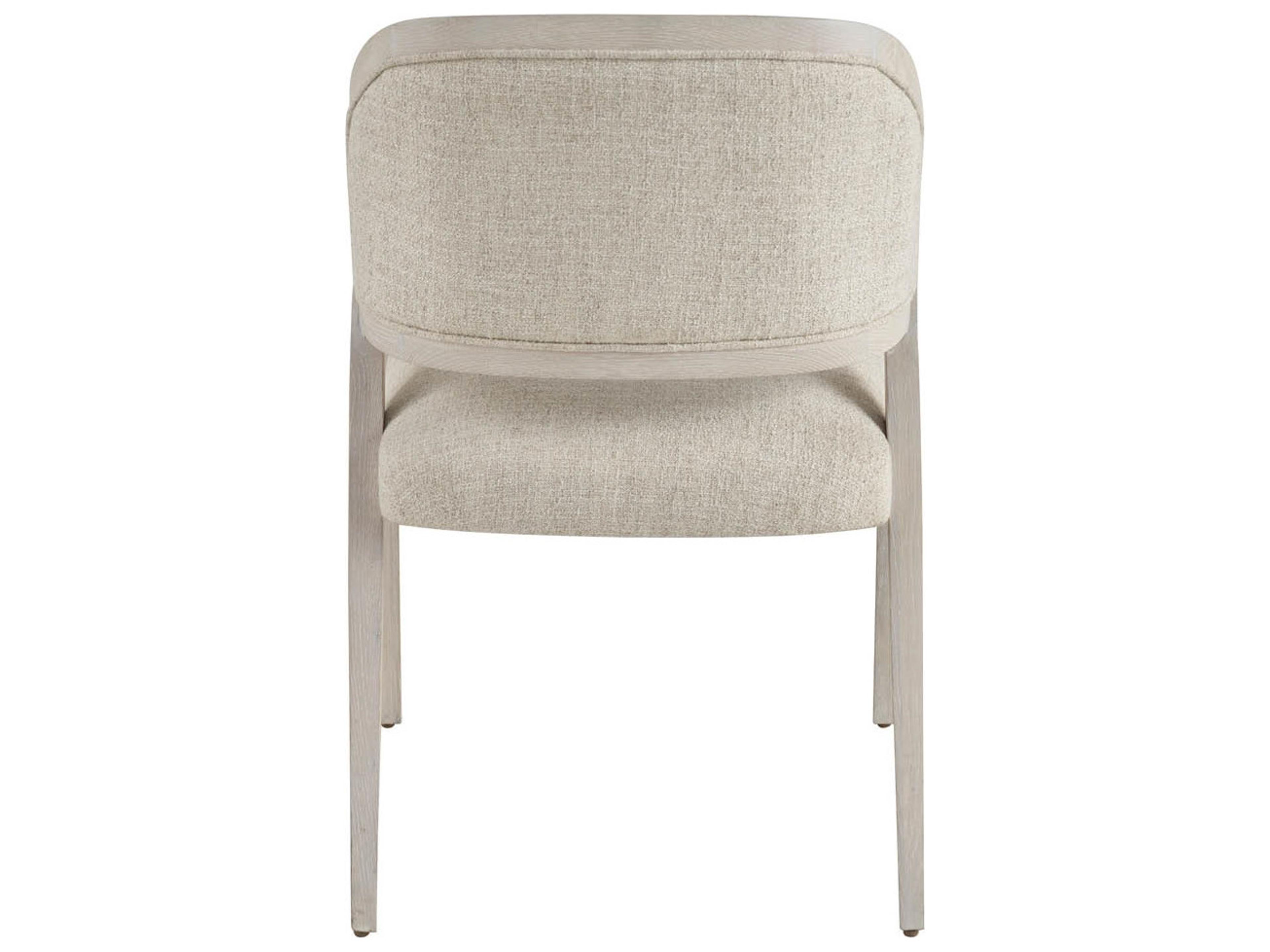 Universal Furniture Avaline Oak Wood White Upholstered Arm Dining Chair