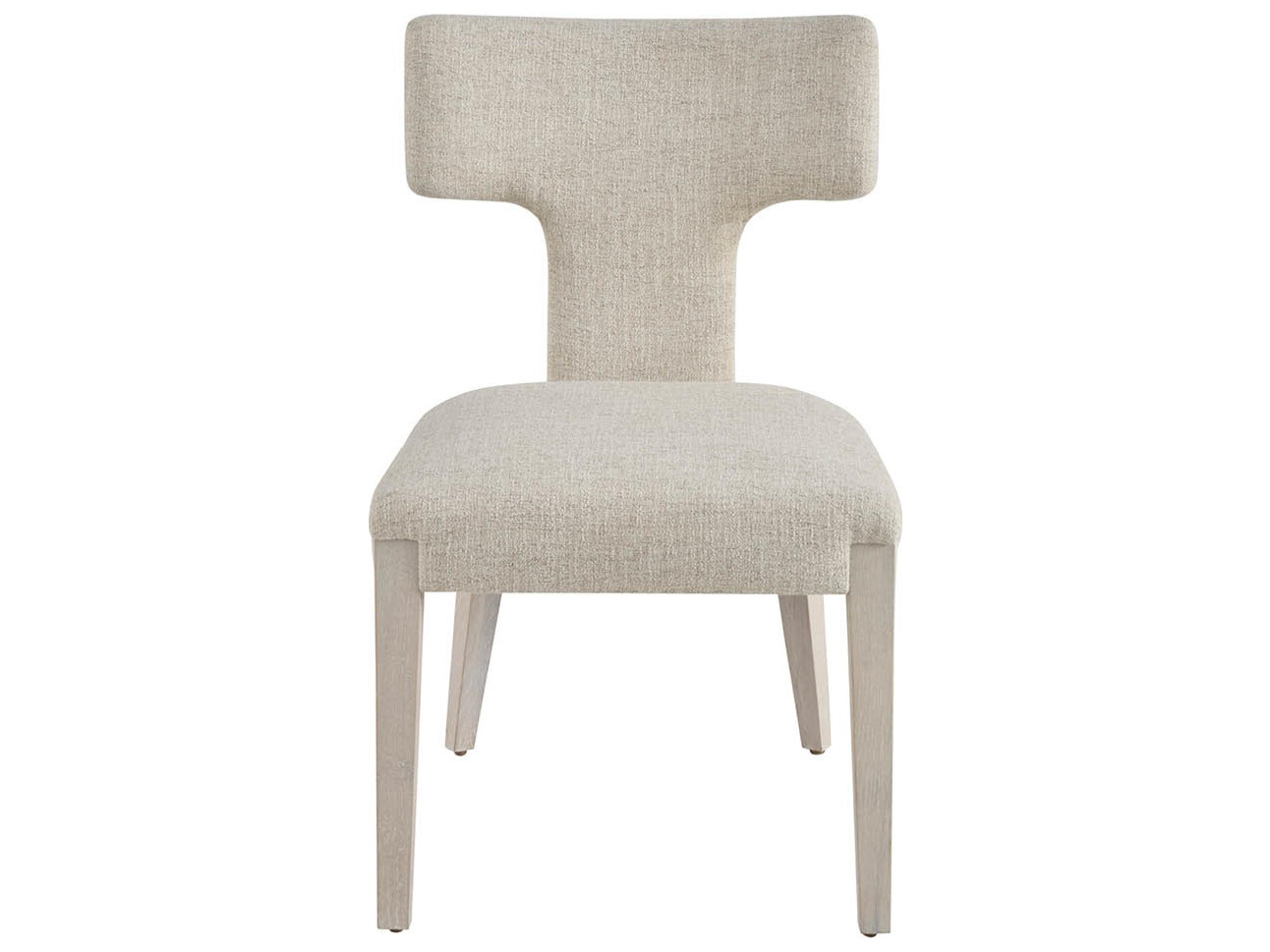 Universal Furniture Avaline Oak Wood White Upholstered Armless Dining Chair