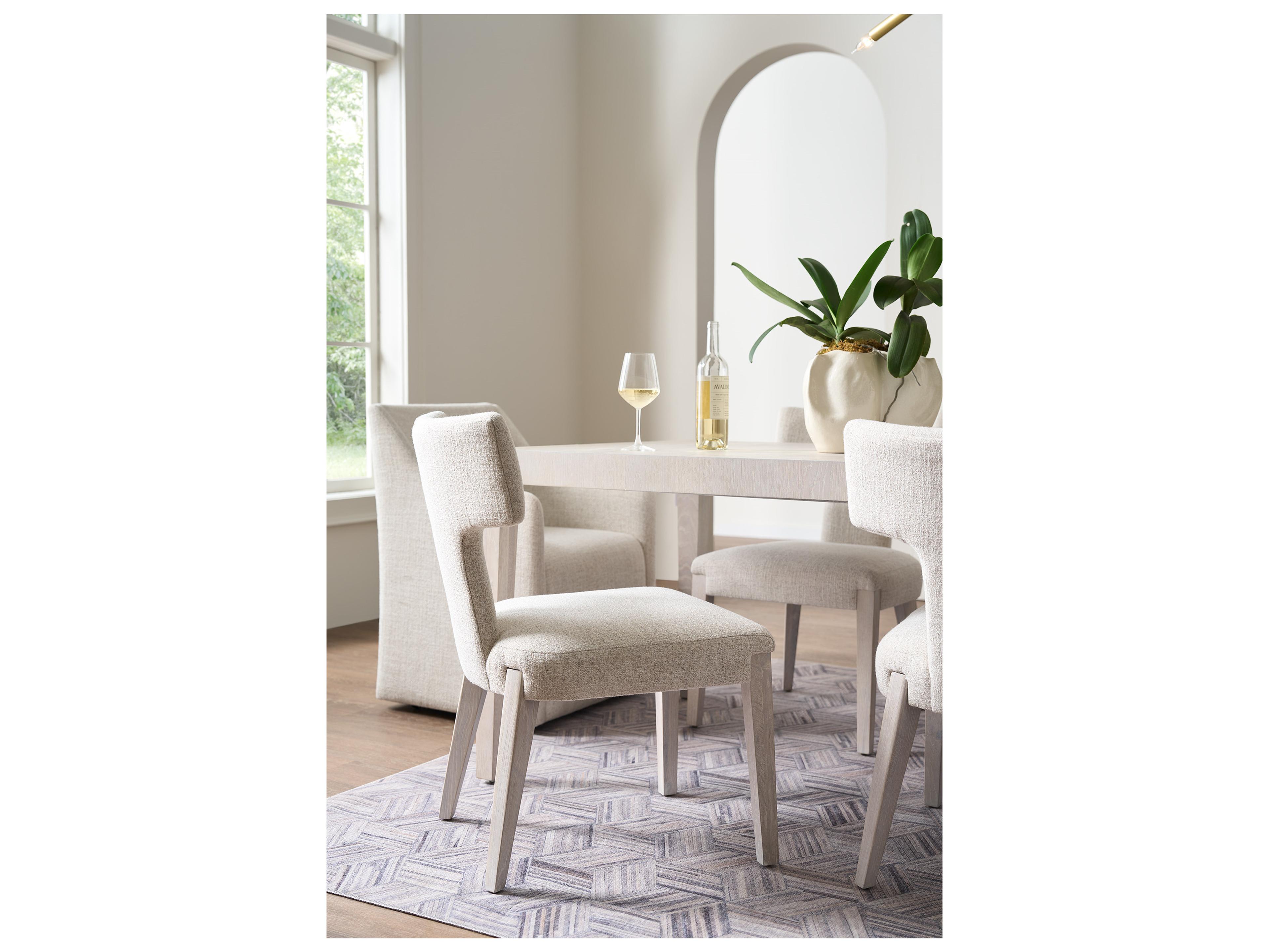 Universal Furniture Avaline Oak Wood White Upholstered Armless Dining Chair