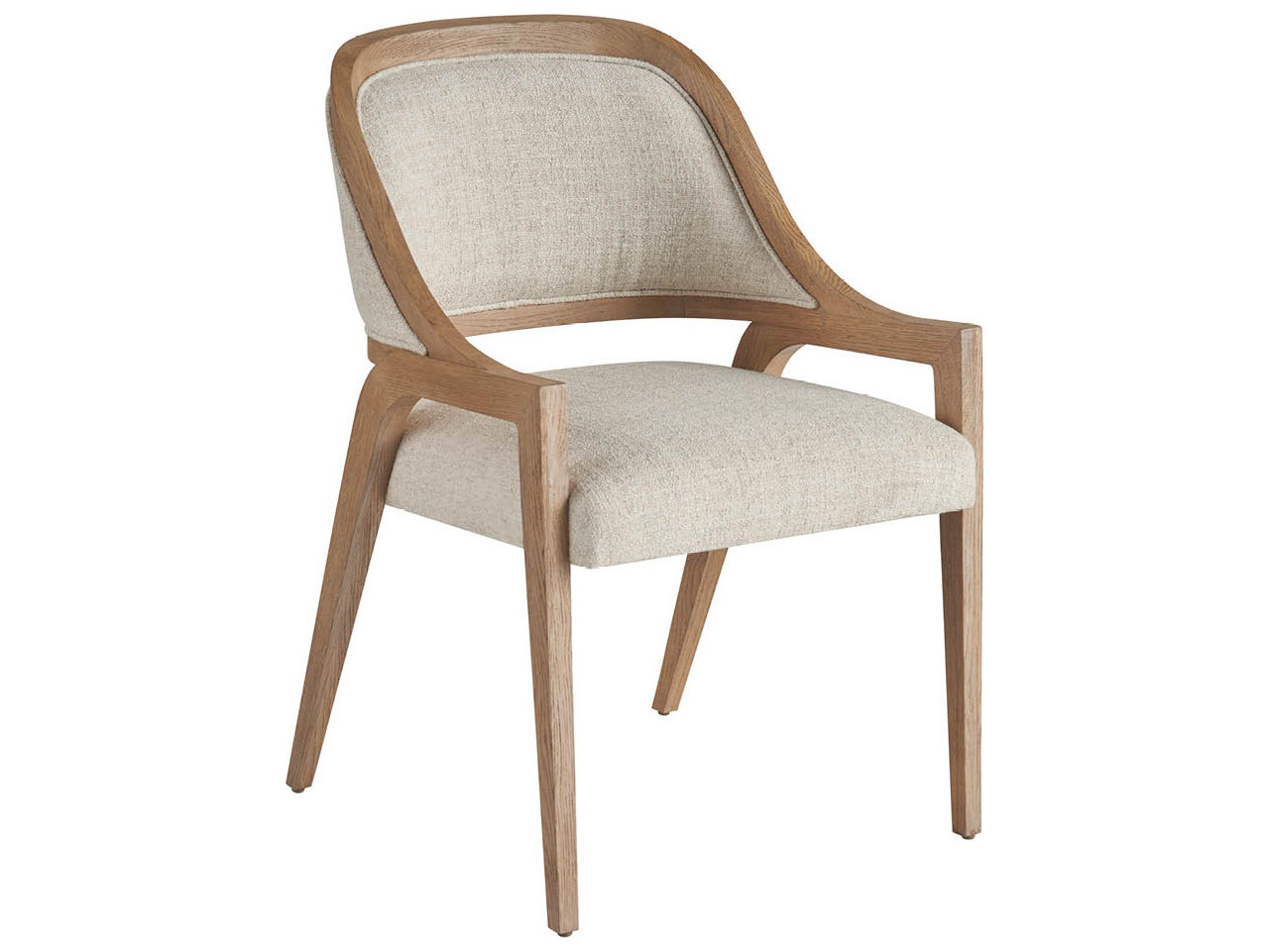 Avaline Oak Wood Natural Upholstered Arm Dining Chair