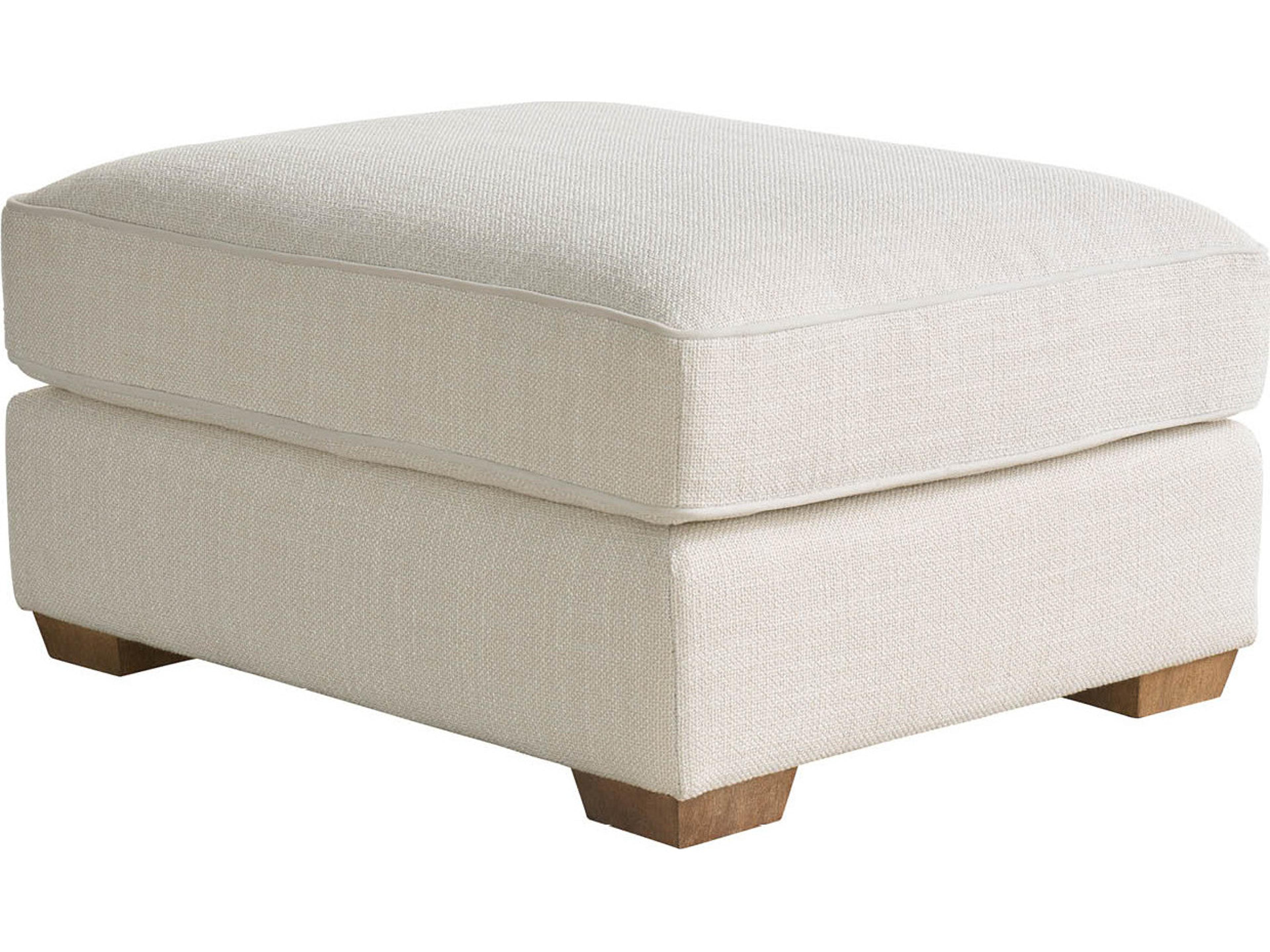 Leah Brown White Upholstered Ottoman