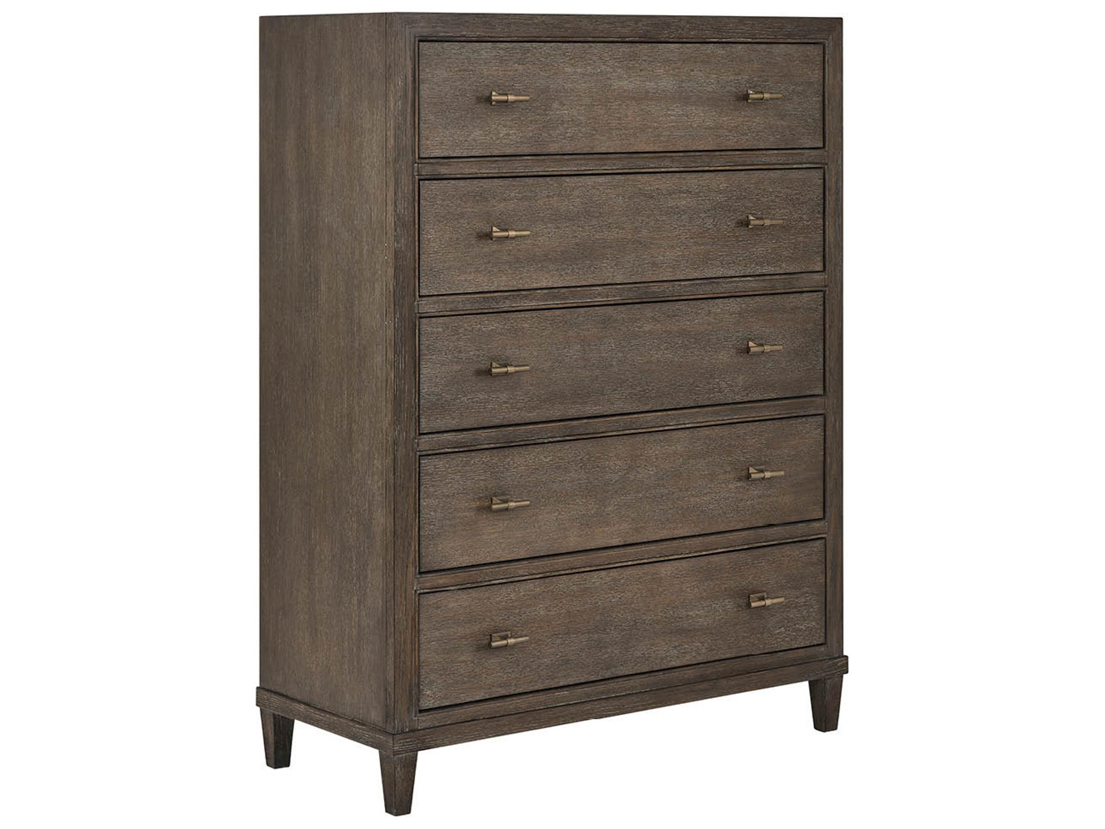 Montclair 5-Drawers Brown Oak Wood Dresser