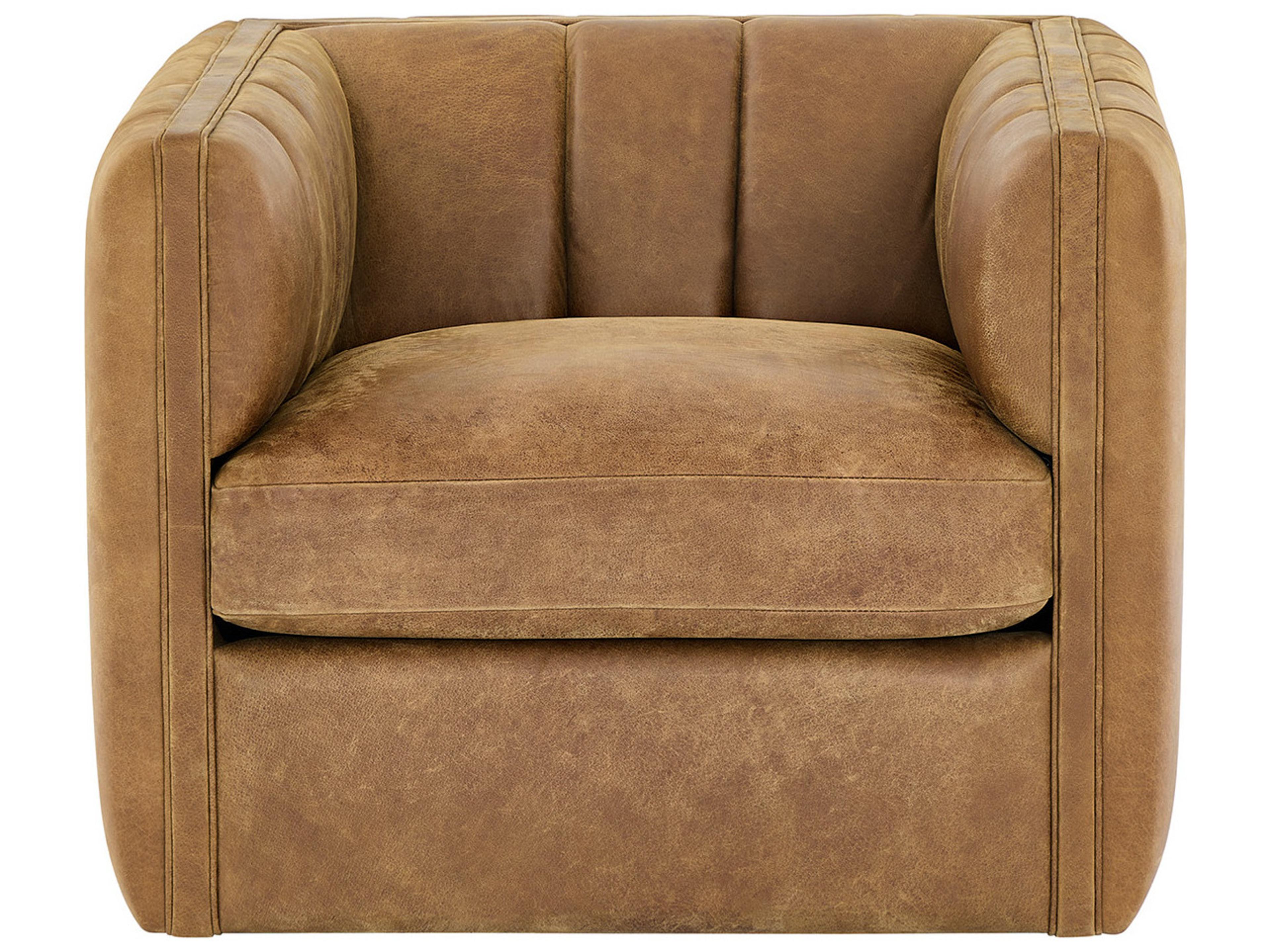 Universal Furniture Vesta Swivel Brown Leather Accent Chair