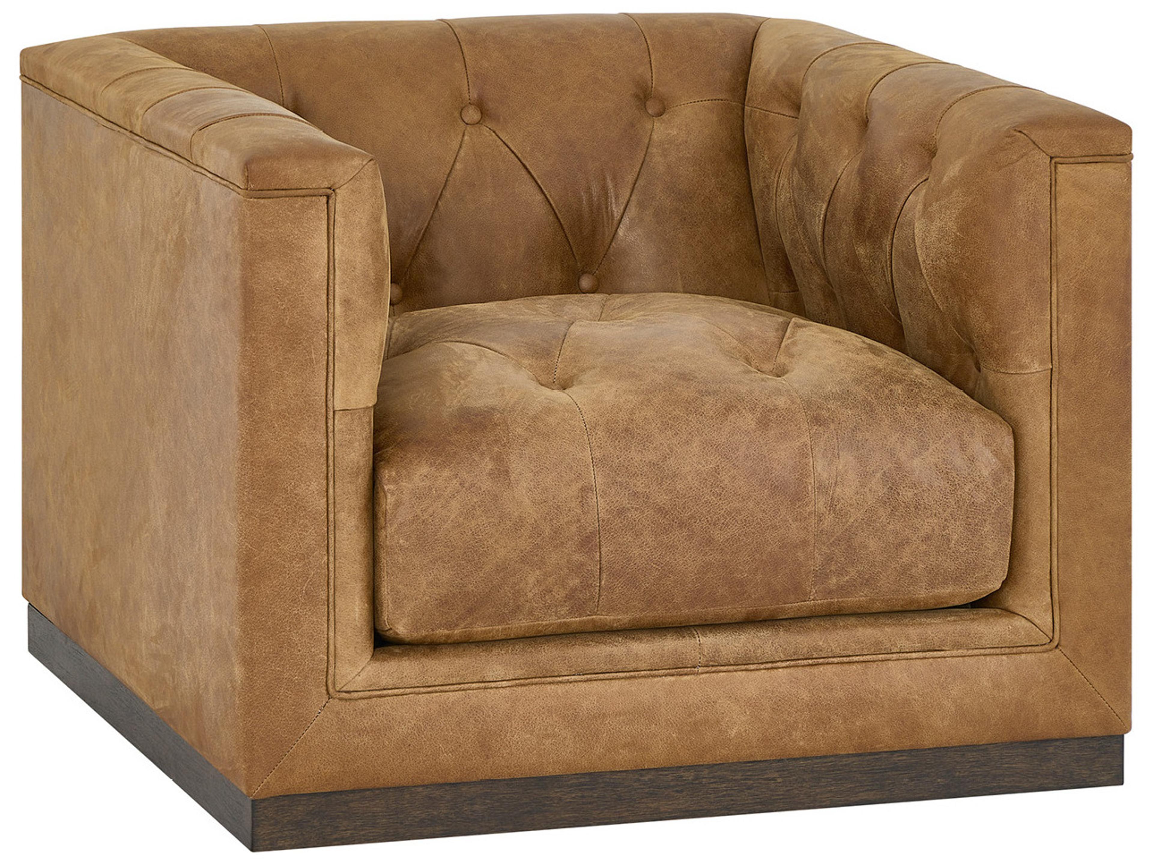 Quinn Swivel Brown Leather Accent Chair