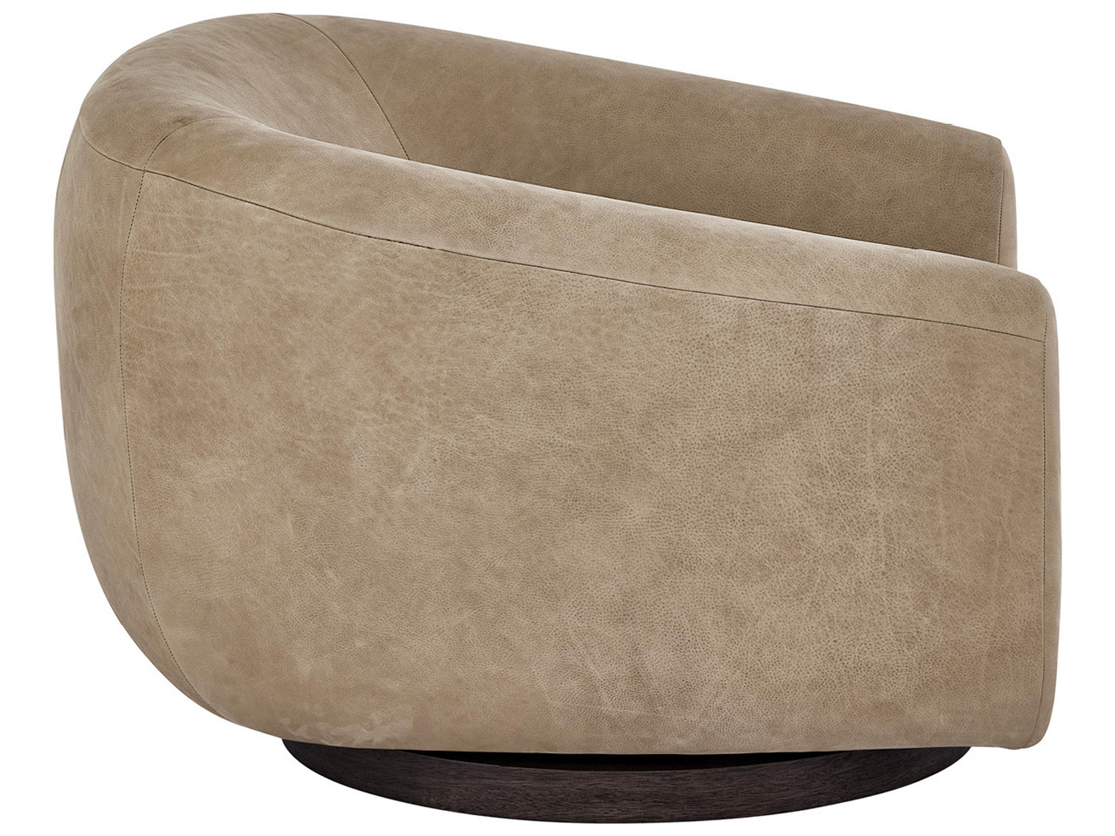 Universal Furniture Fitz Swivel Tan Leather Club Chair