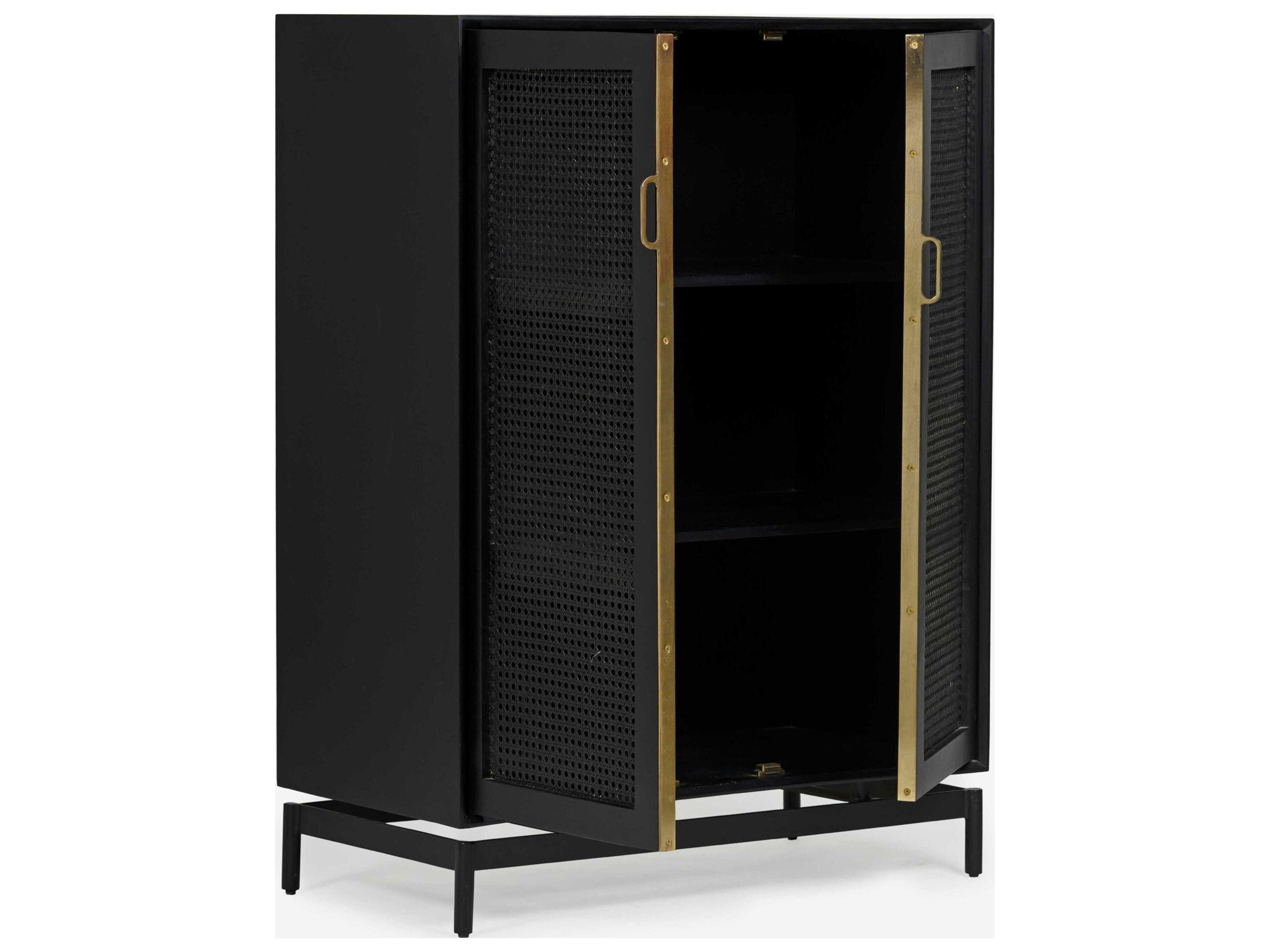 Union Home Louisiana Charcoal Black Hardwood Accent Cabinet