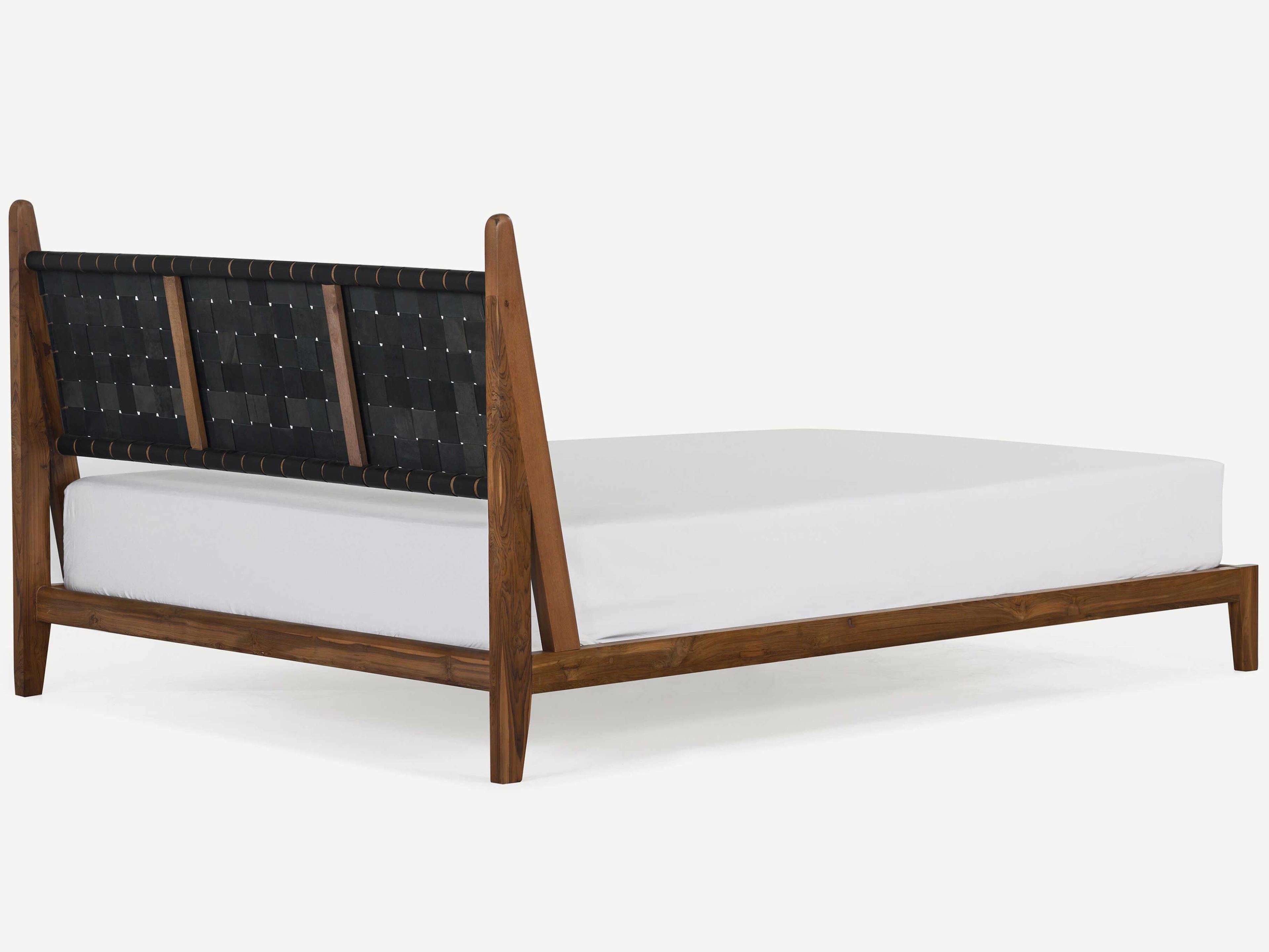 Union Home Cove Porto Natural Brown Oak Wood Upholstered King Platform Bed