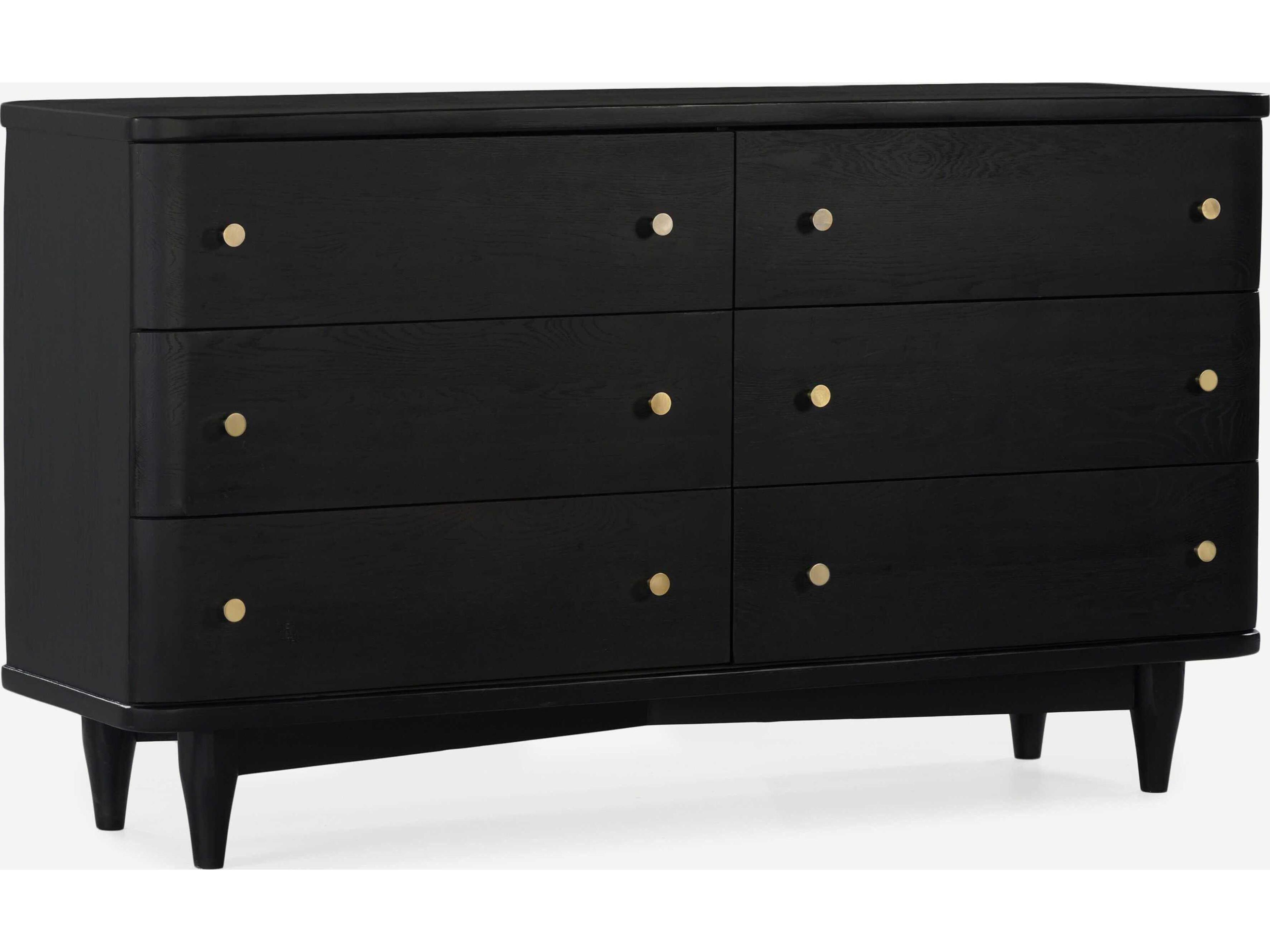 Daniel 6-Drawers Black Oak Wood Double Dresser
