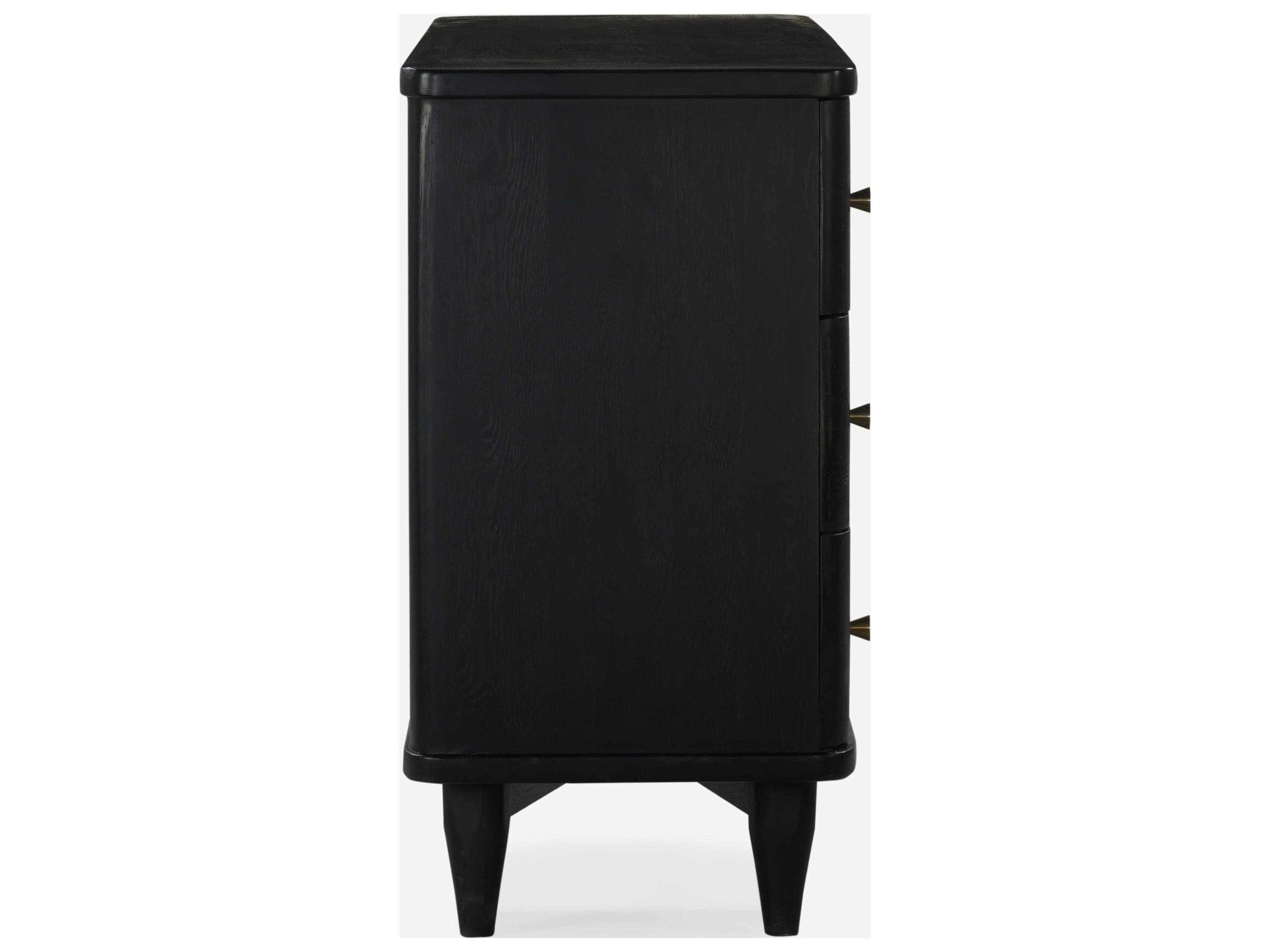 Union Home Daniel 6-Drawers Black Oak Wood Double Dresser