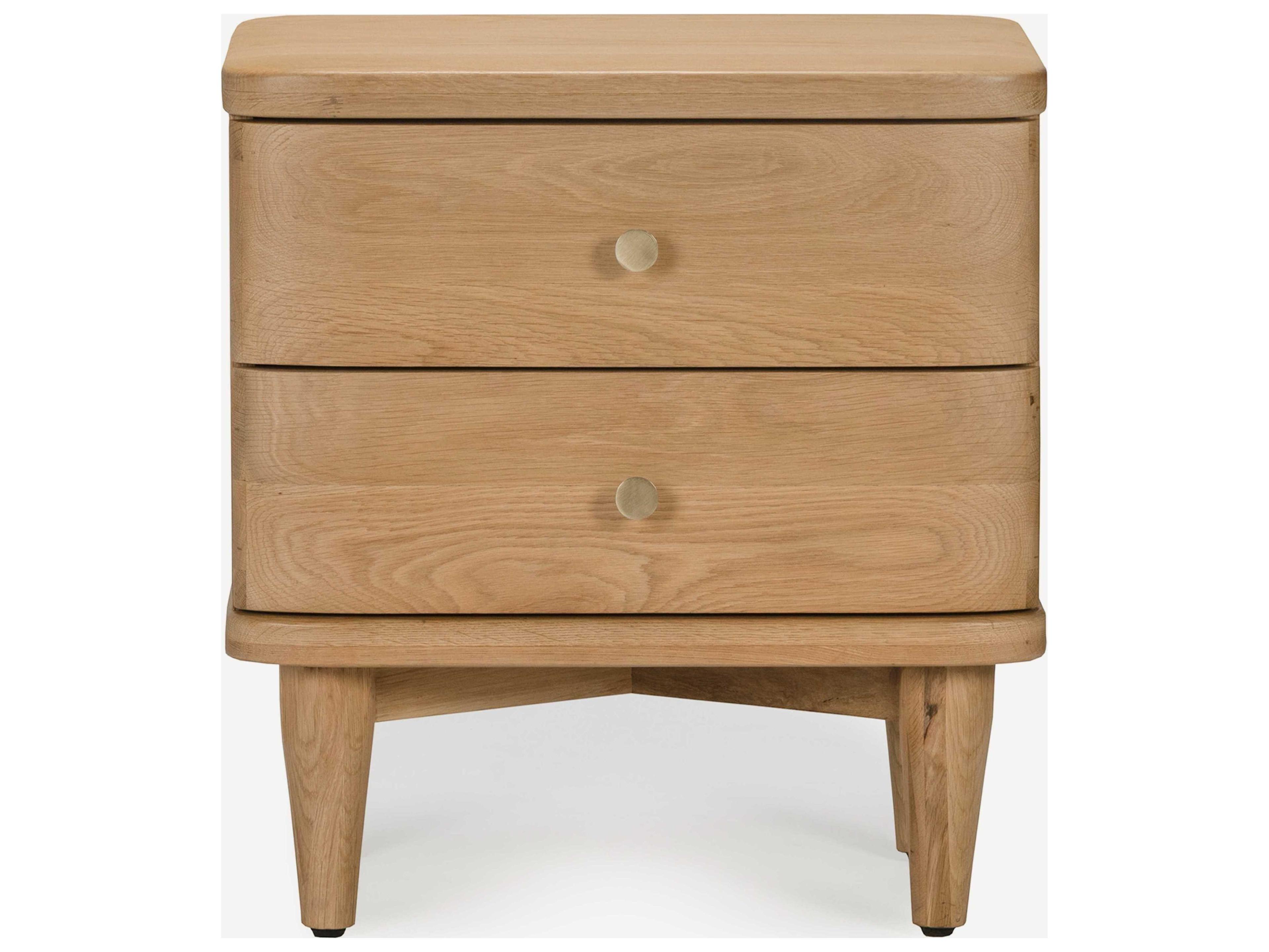 Union Home Daniel 2-Drawers Oak Wood Nightstand