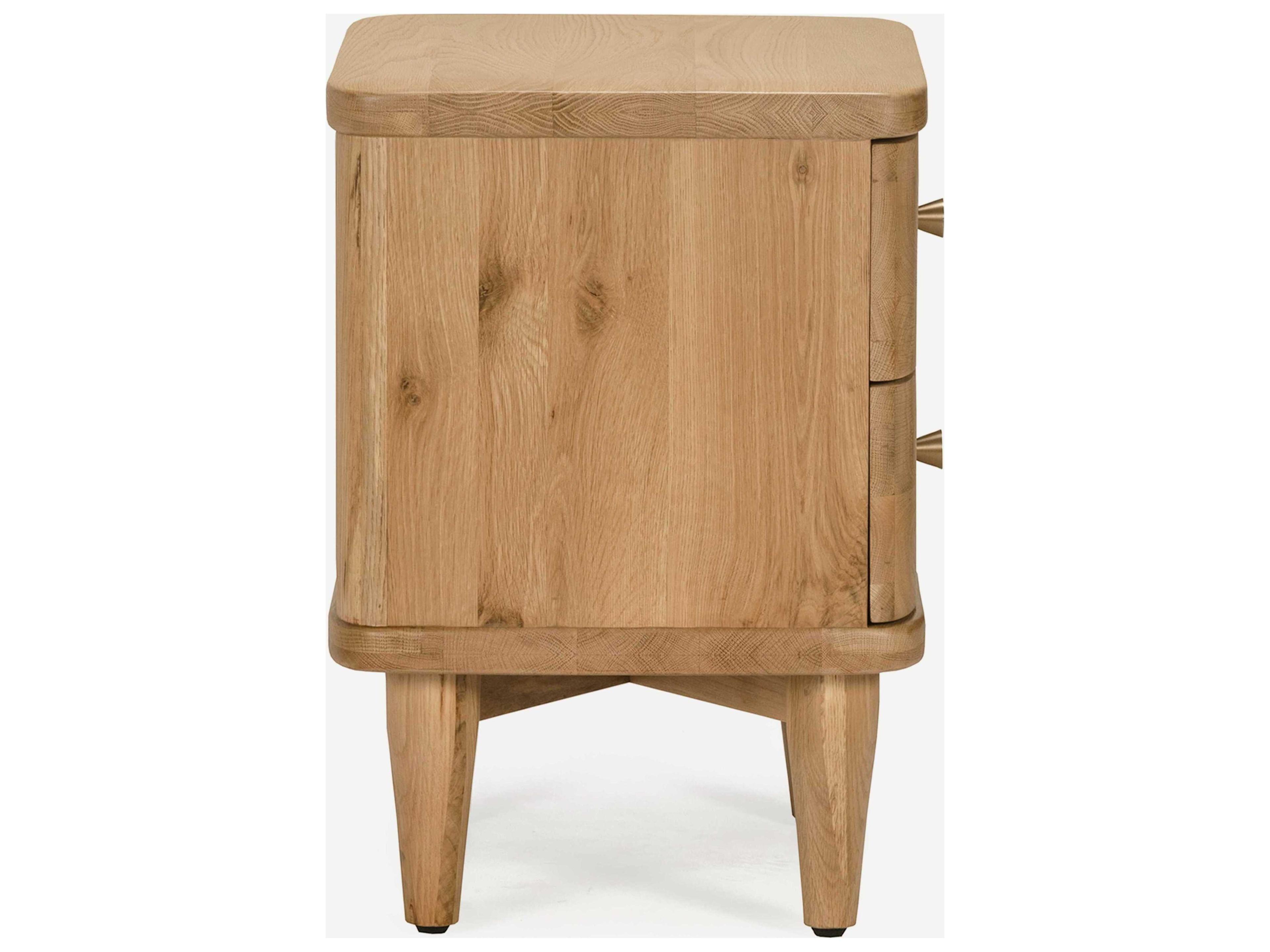 Union Home Daniel 2-Drawers Oak Wood Nightstand