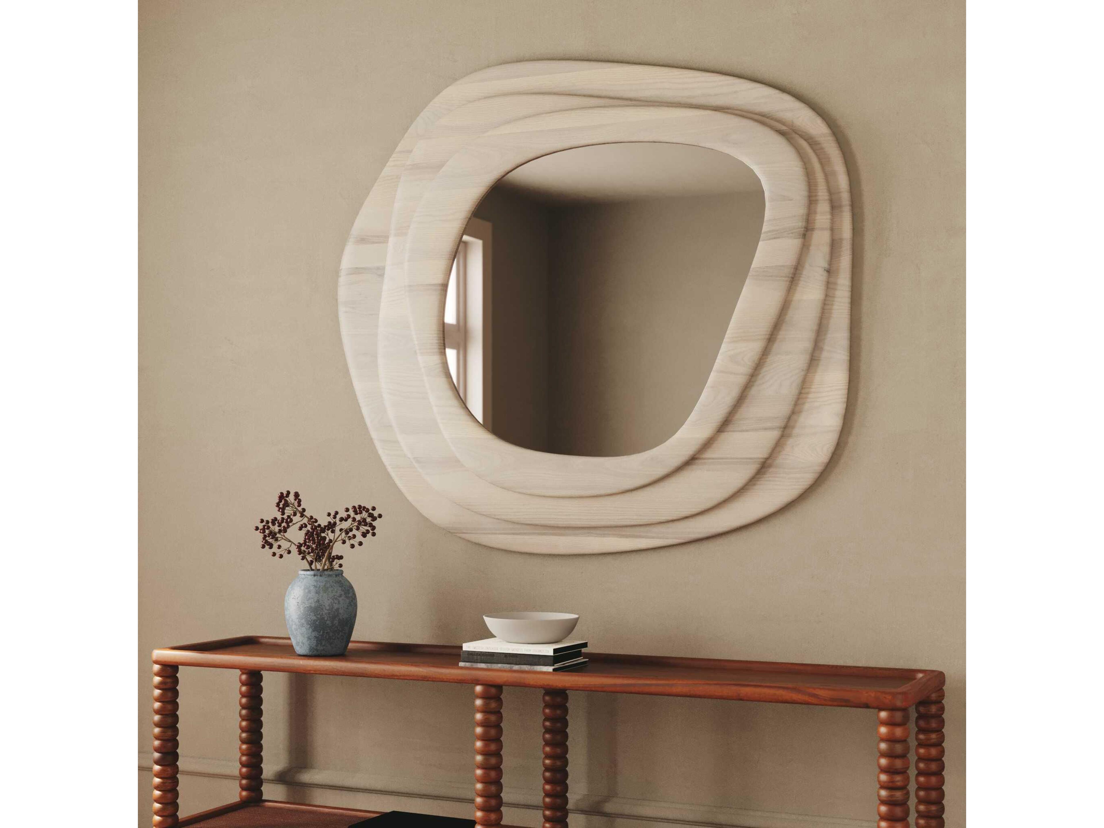 Union Home Layered White Oil Wall Mirror