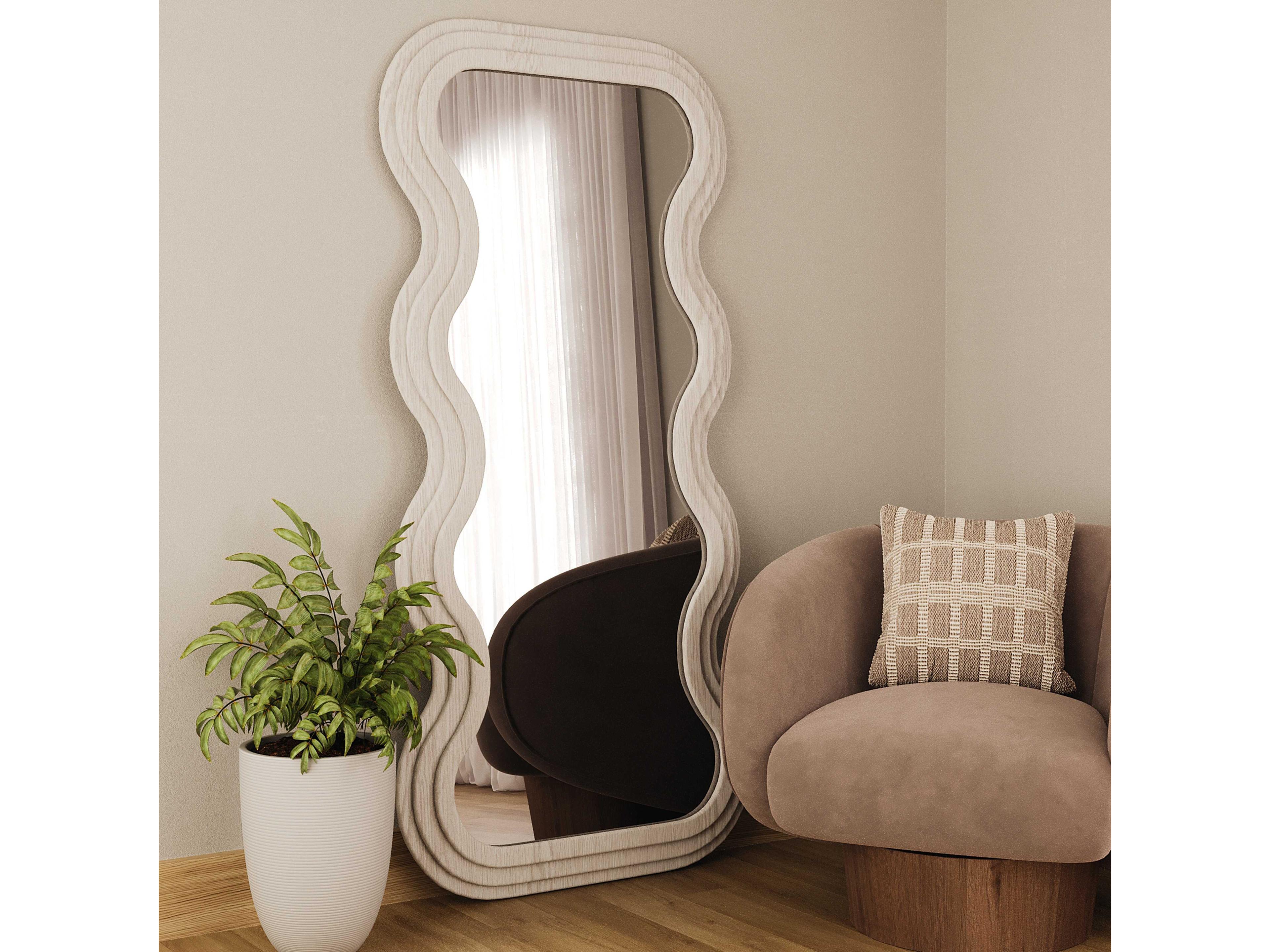 Union Home Swirl White Oil Floor Mirror