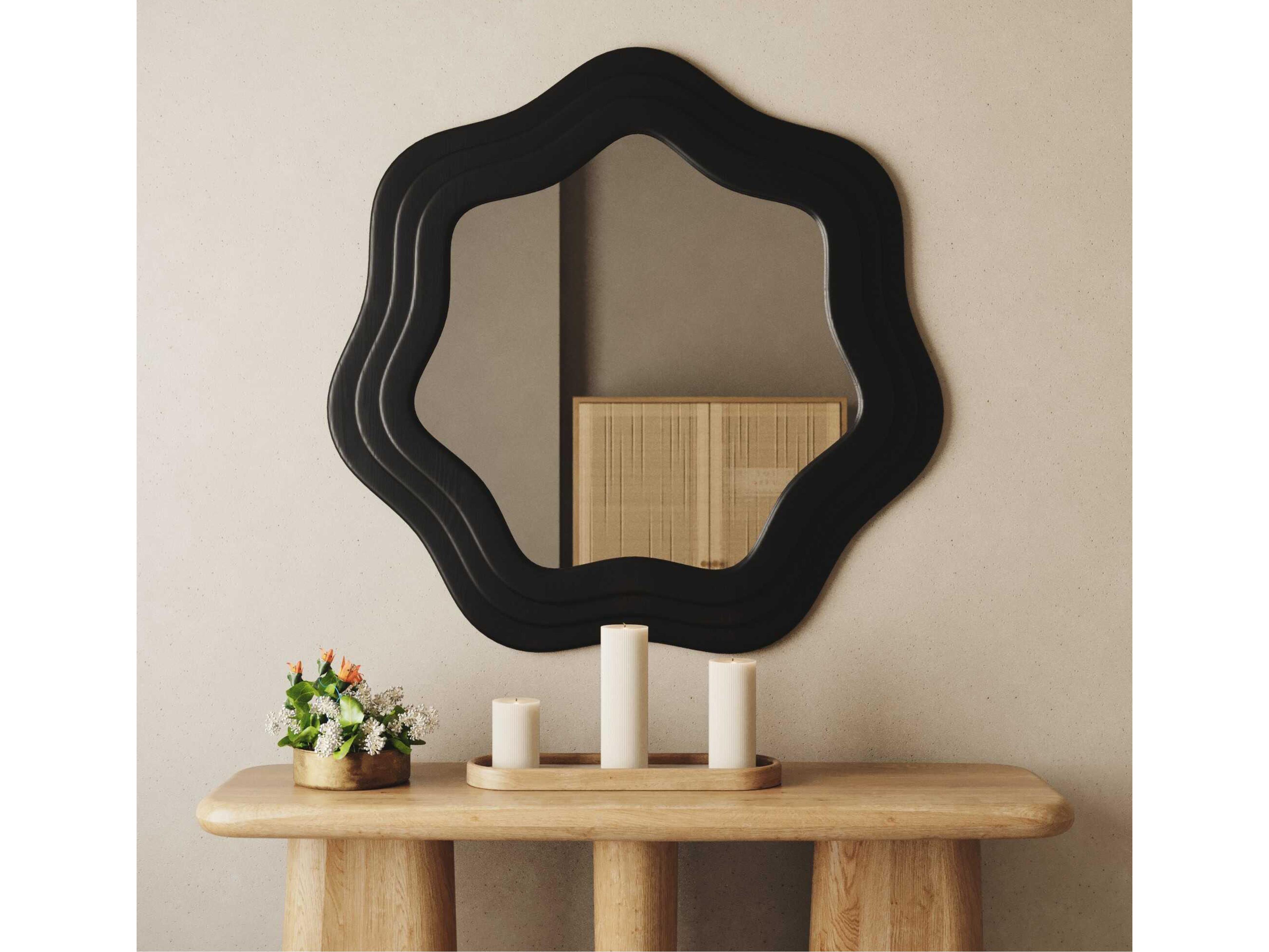 Union Home Swirl Charcoal Round Wall Mirror