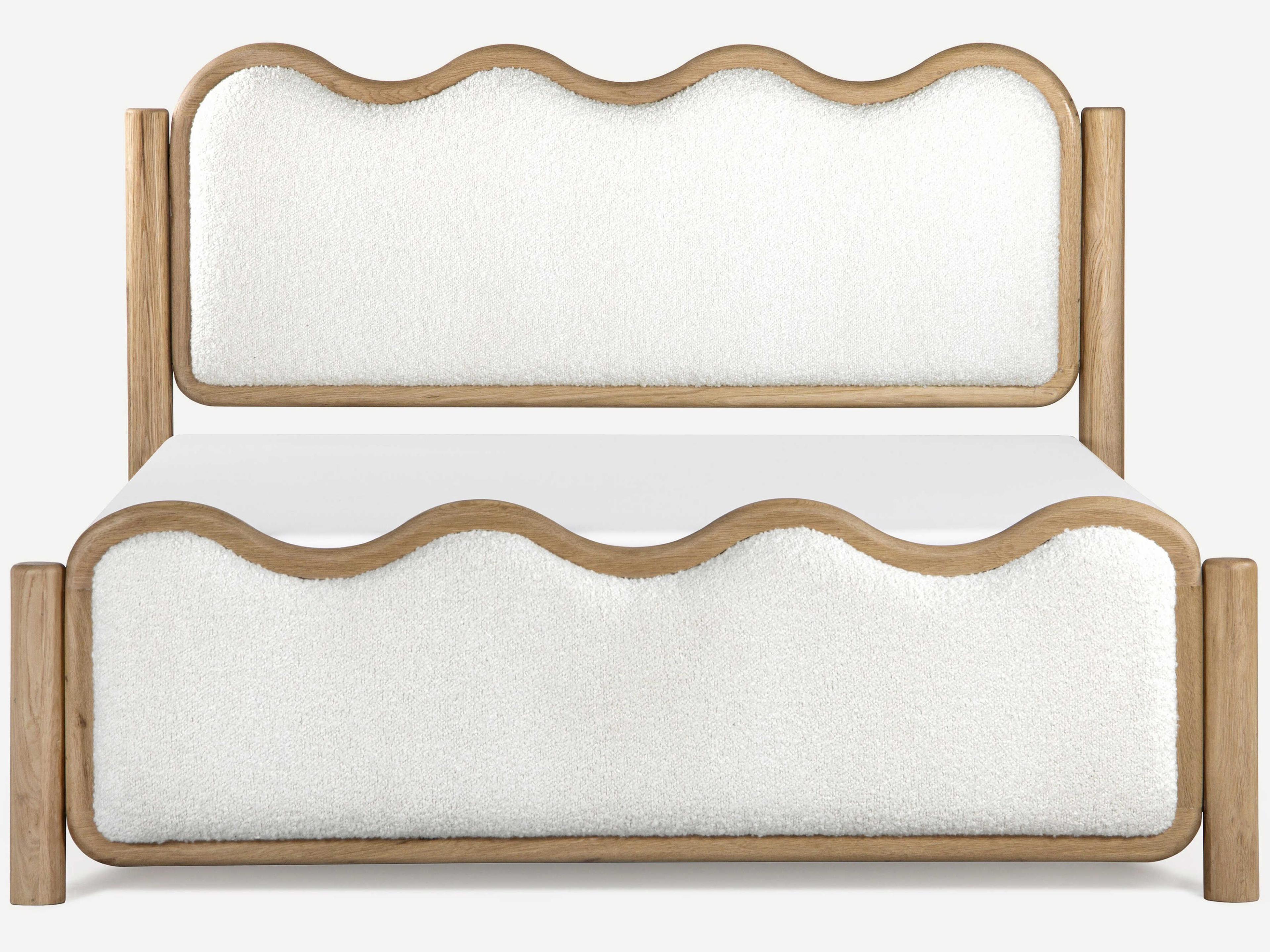 Union Home Swirl Natural Oak Wood Upholstered King Panel Bed