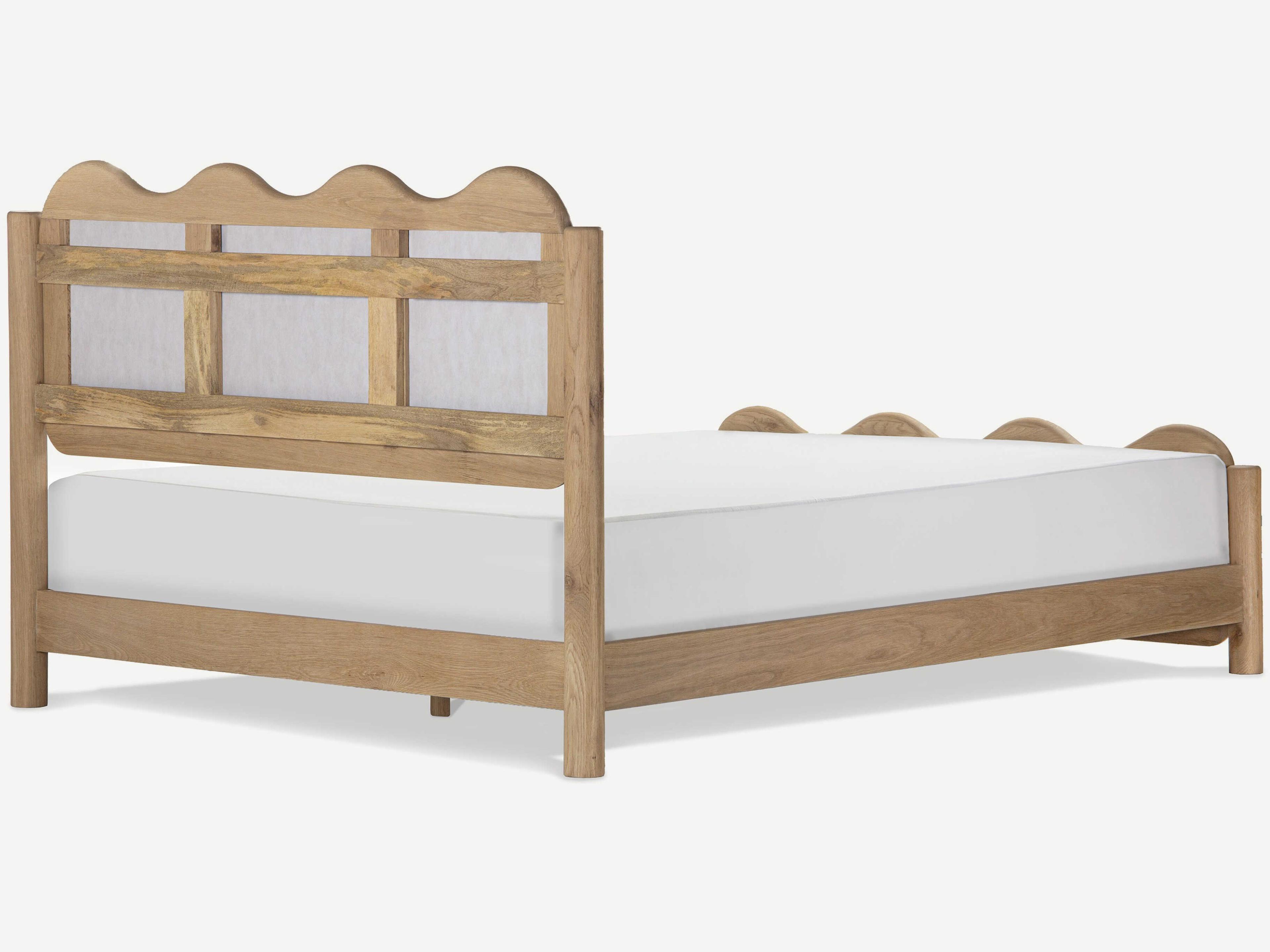 Union Home Swirl Natural Oak Wood Upholstered King Panel Bed