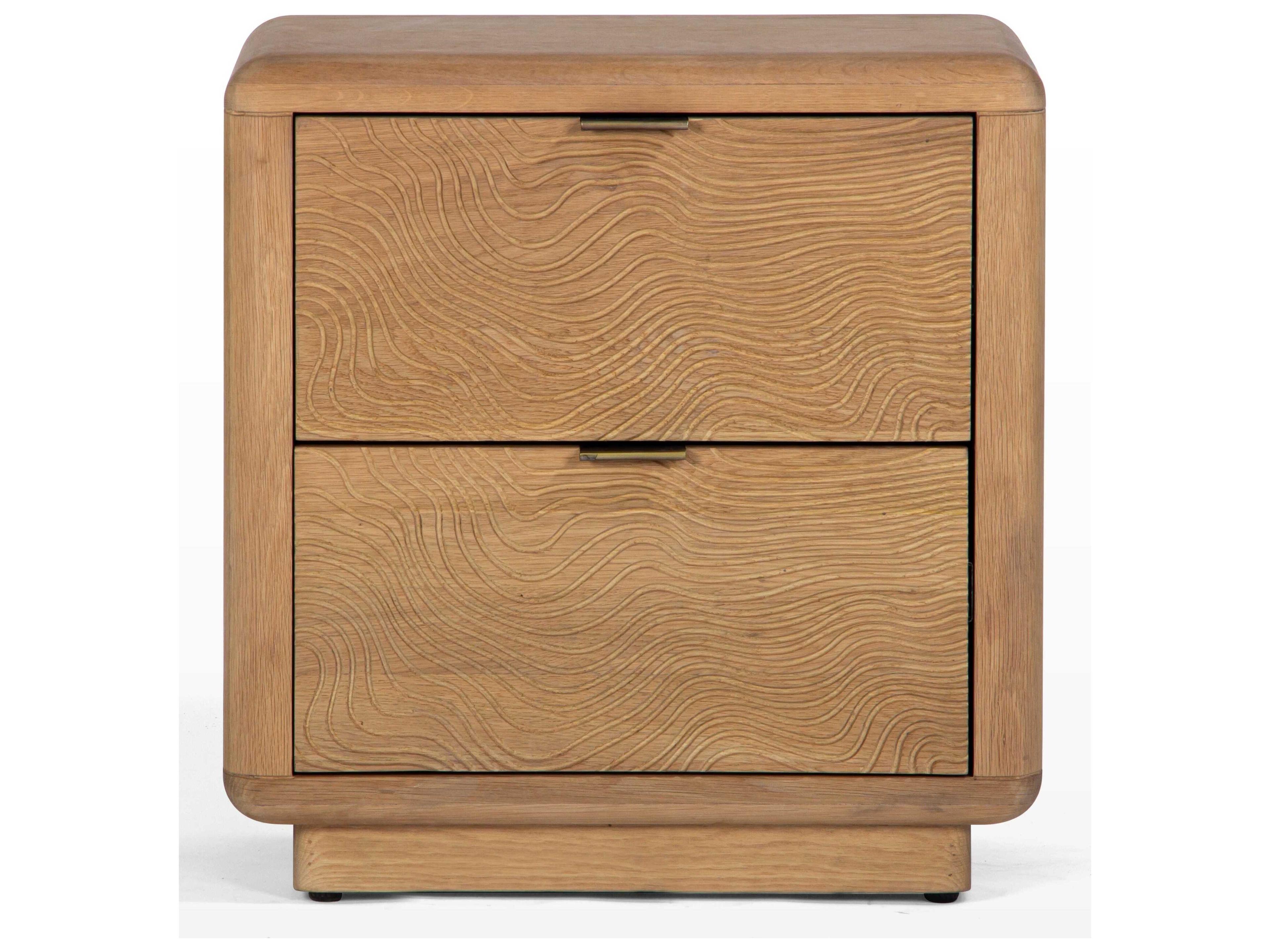 Union Home Textured 2-Drawers Oak Wood Nightstand