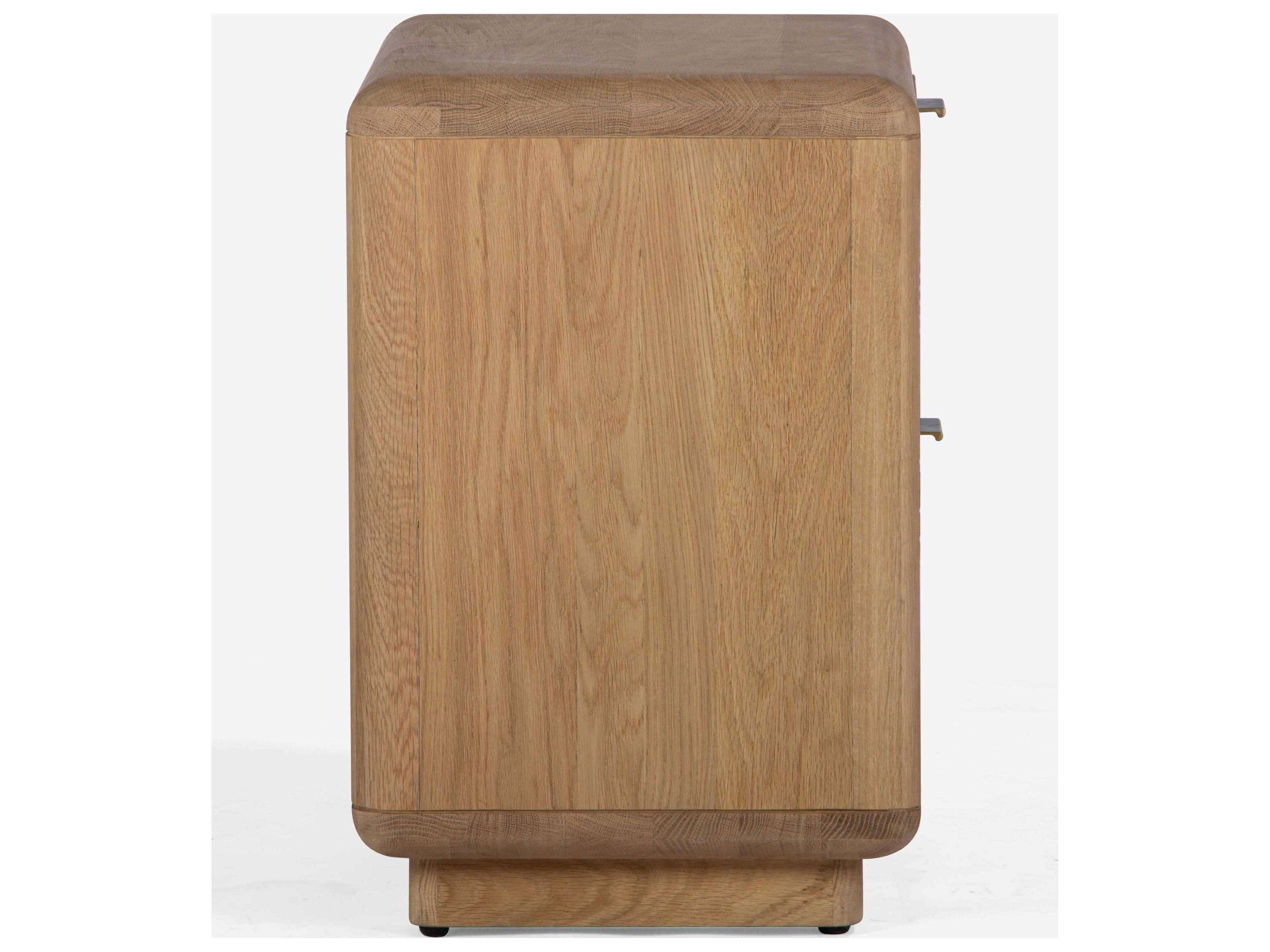 Union Home Textured 2-Drawers Oak Wood Nightstand