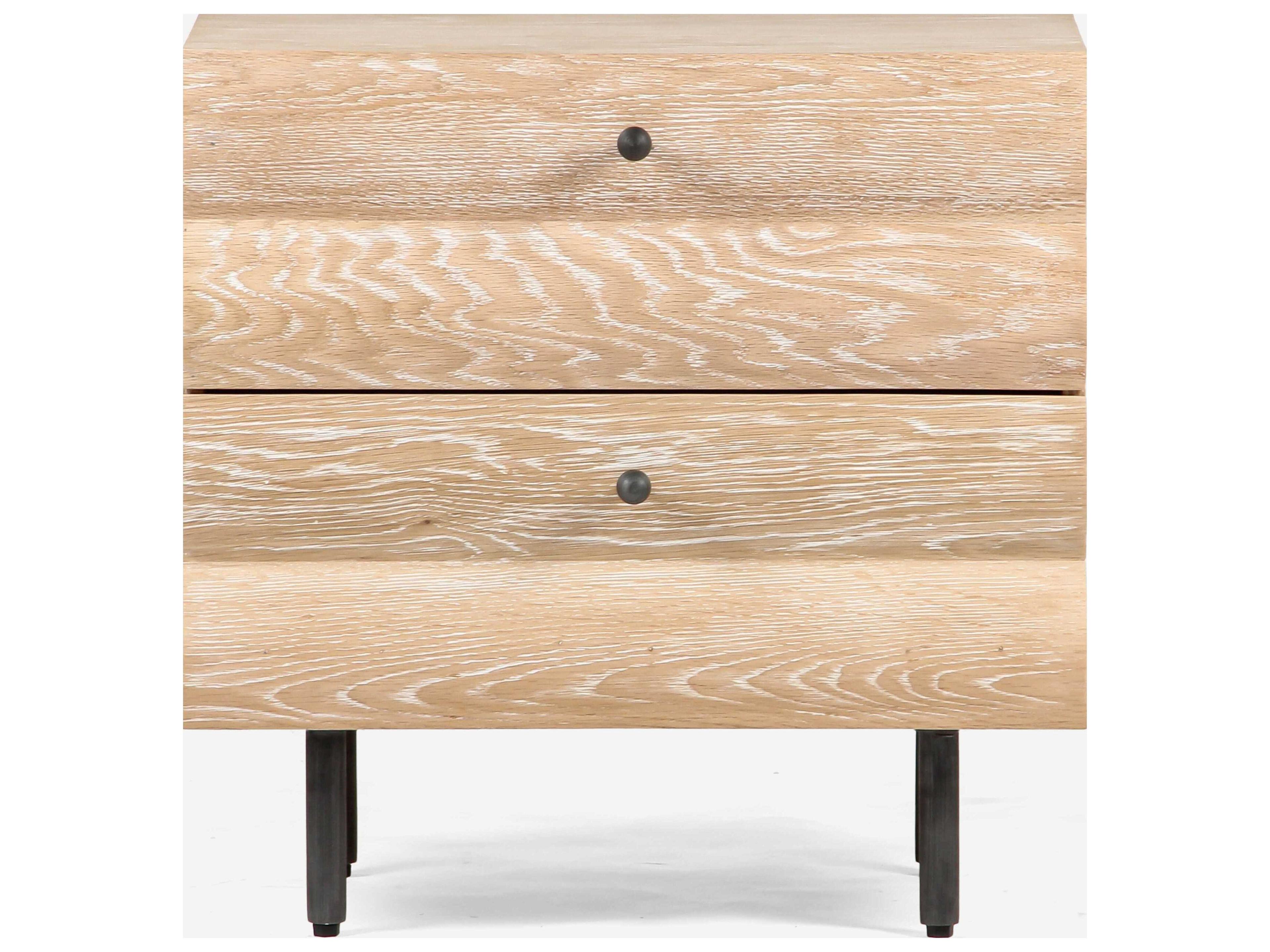 Union Home Estelle 2-Drawers Oak Wood Nightstand