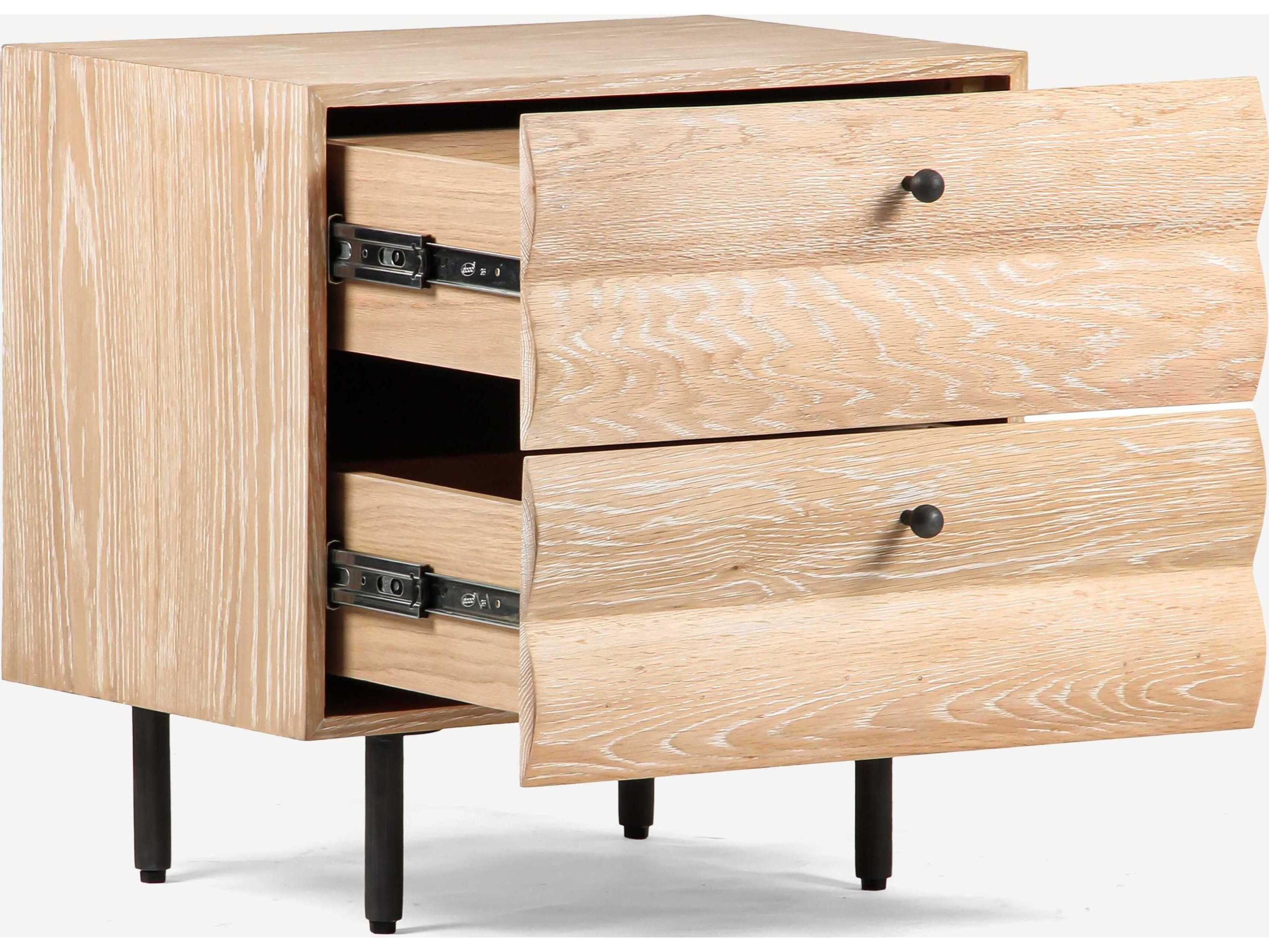 Union Home Estelle 2-Drawers Oak Wood Nightstand