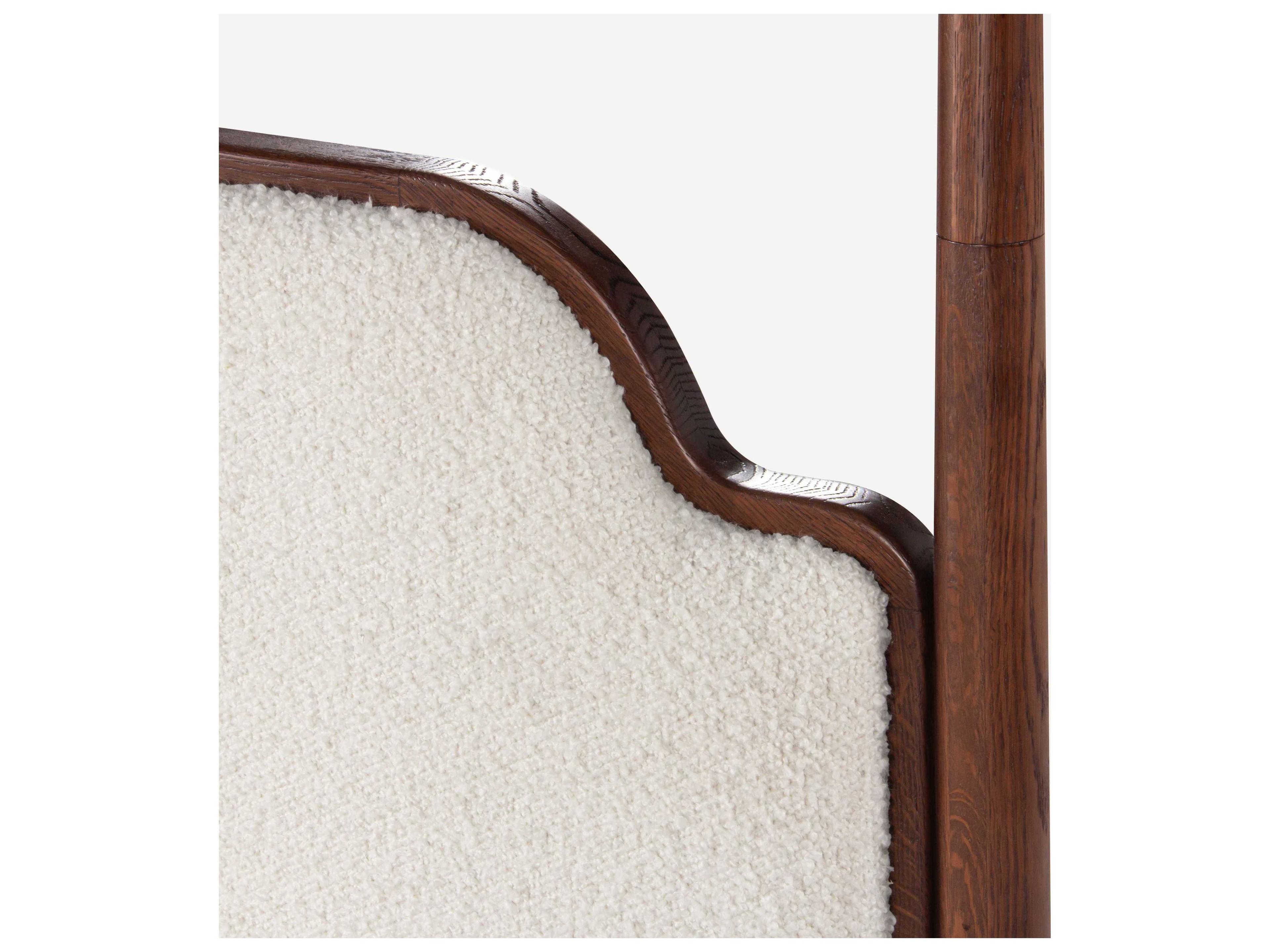 Union Home Moira Brown Oak Wood Upholstered King Canopy Bed