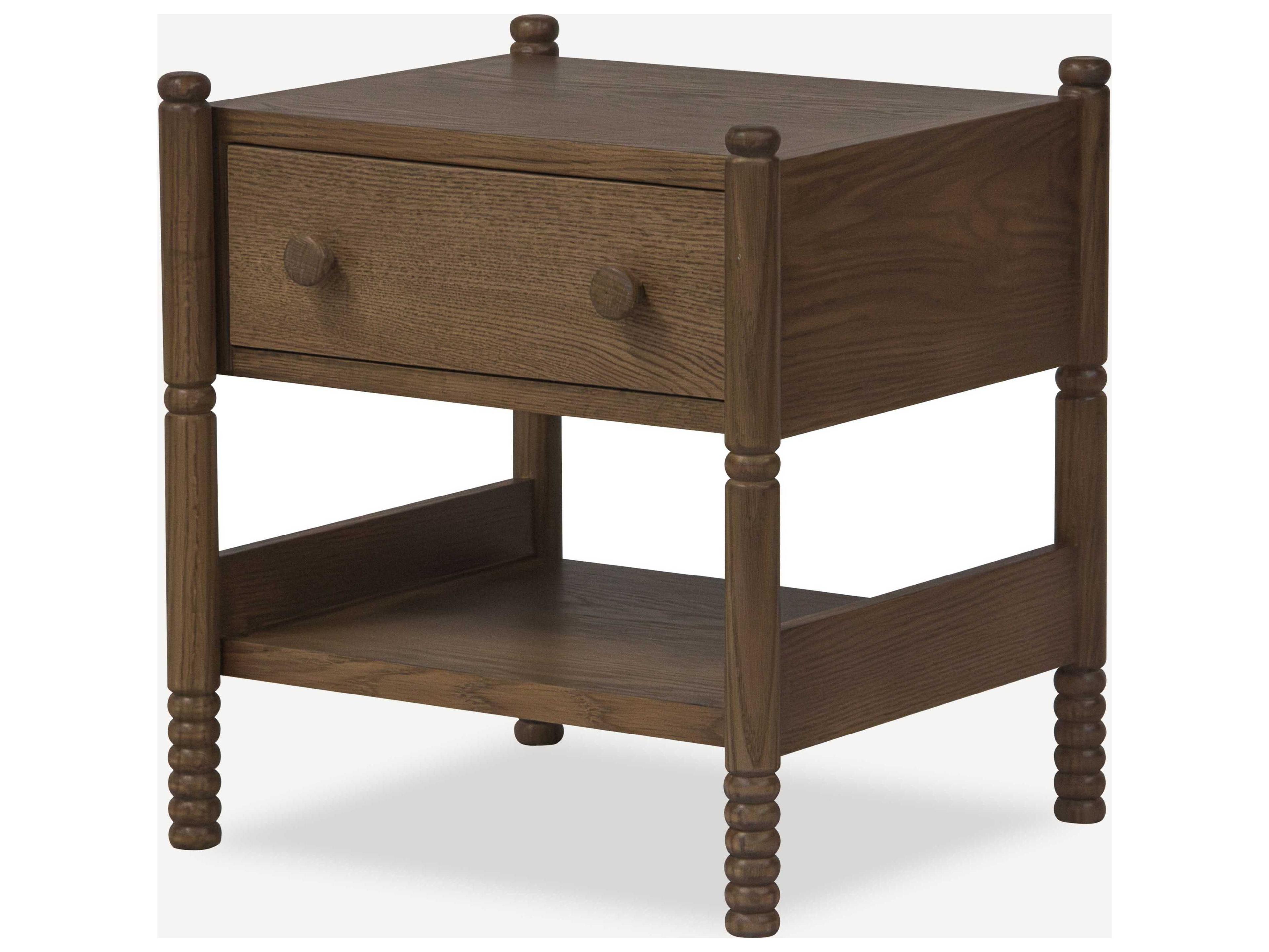 Molly 1-Drawer Brown Oak Wood Nightstand