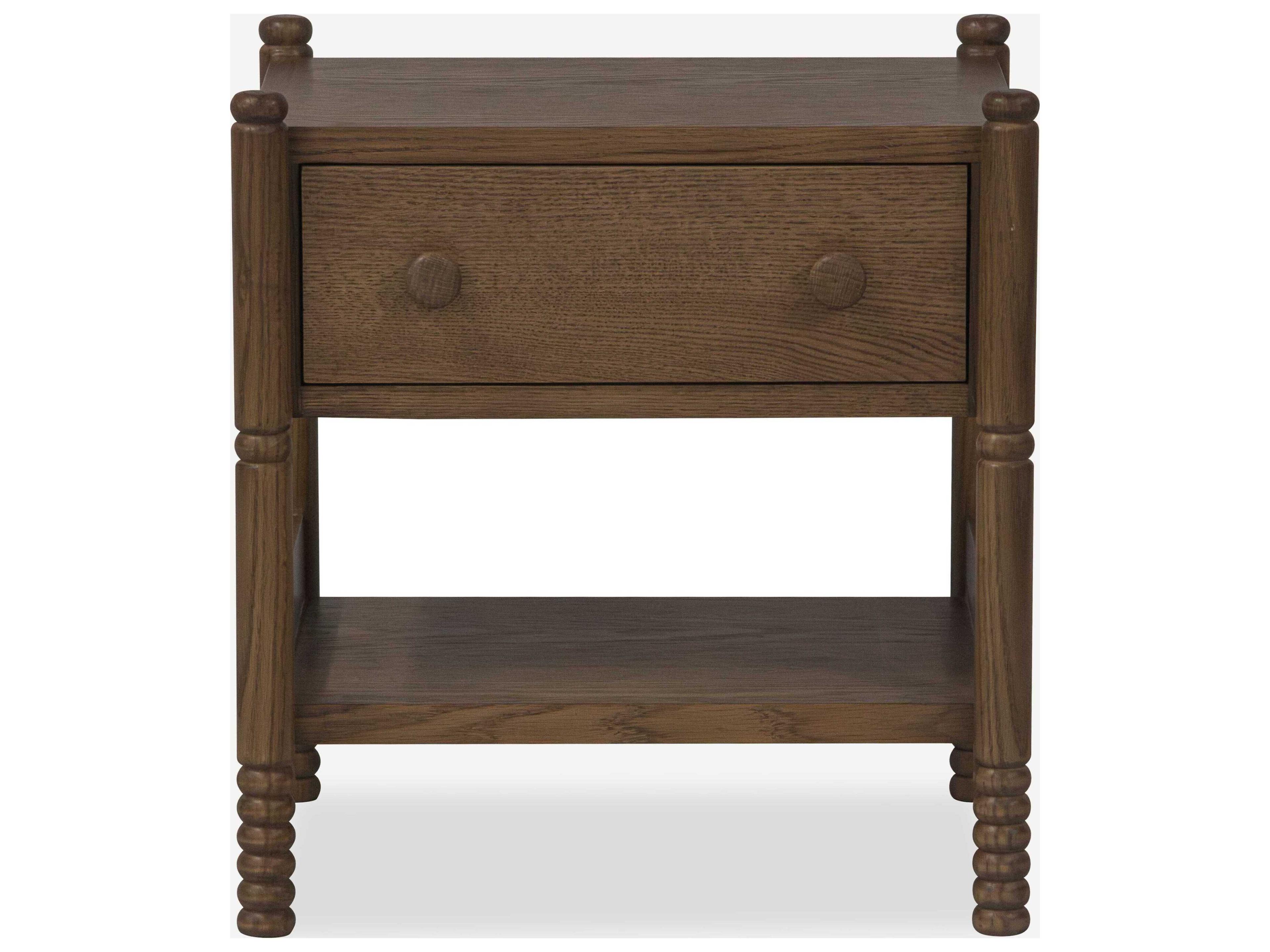 Union Home Molly 1-Drawer Brown Oak Wood Nightstand