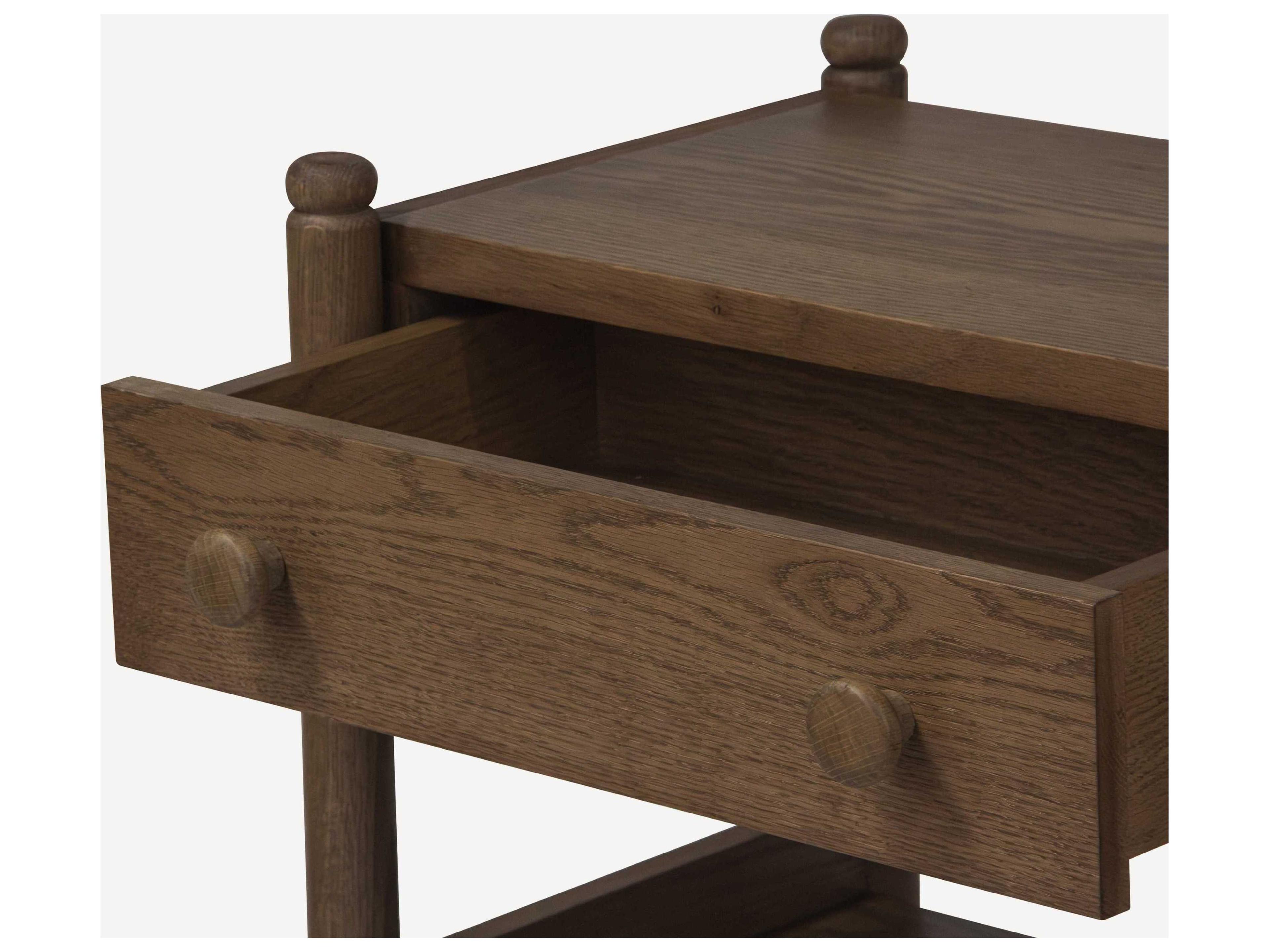 Union Home Molly 1-Drawer Brown Oak Wood Nightstand