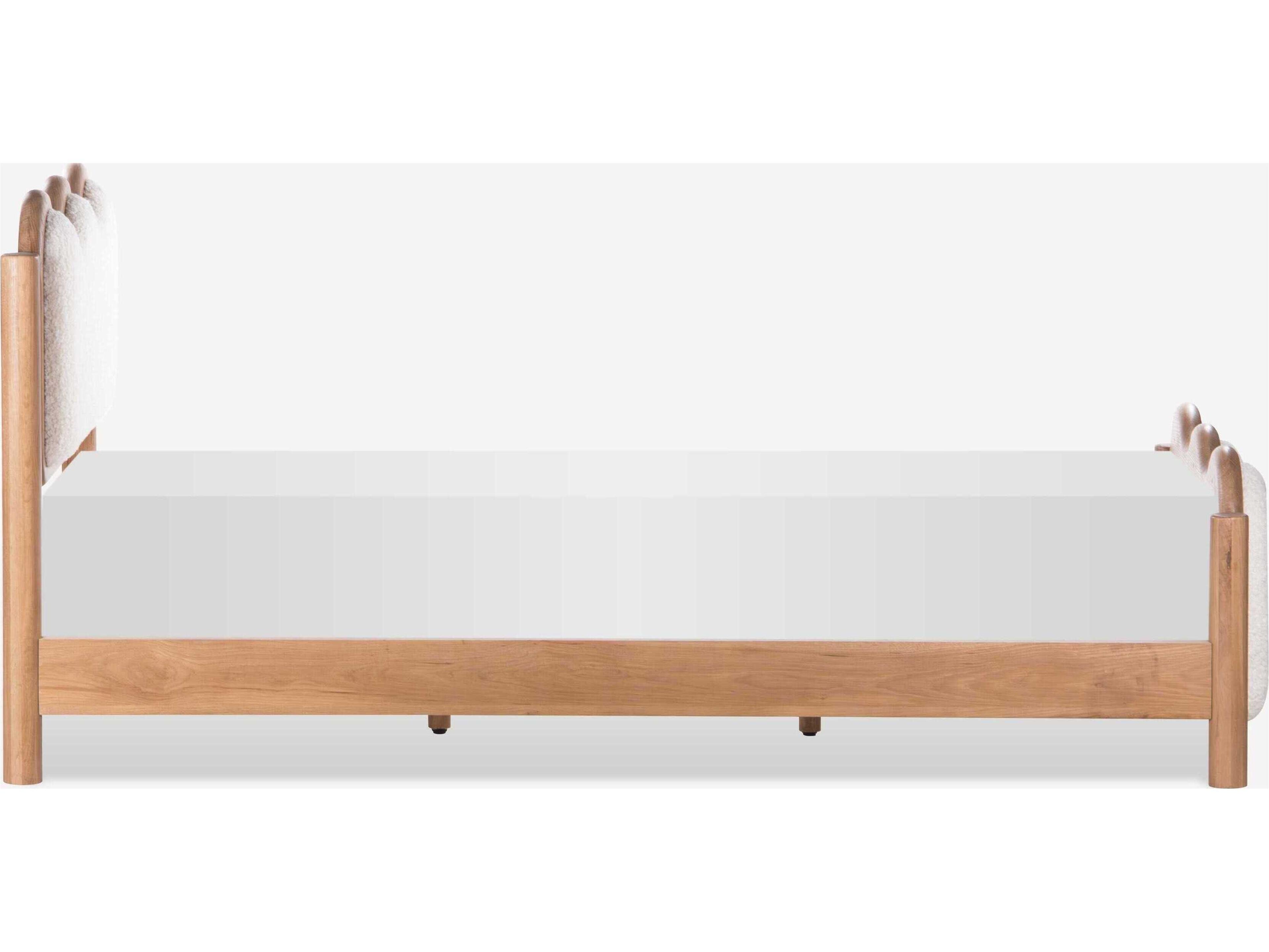 Union Home Swirl Natural Oak Wood Upholstered Twin Panel Bed